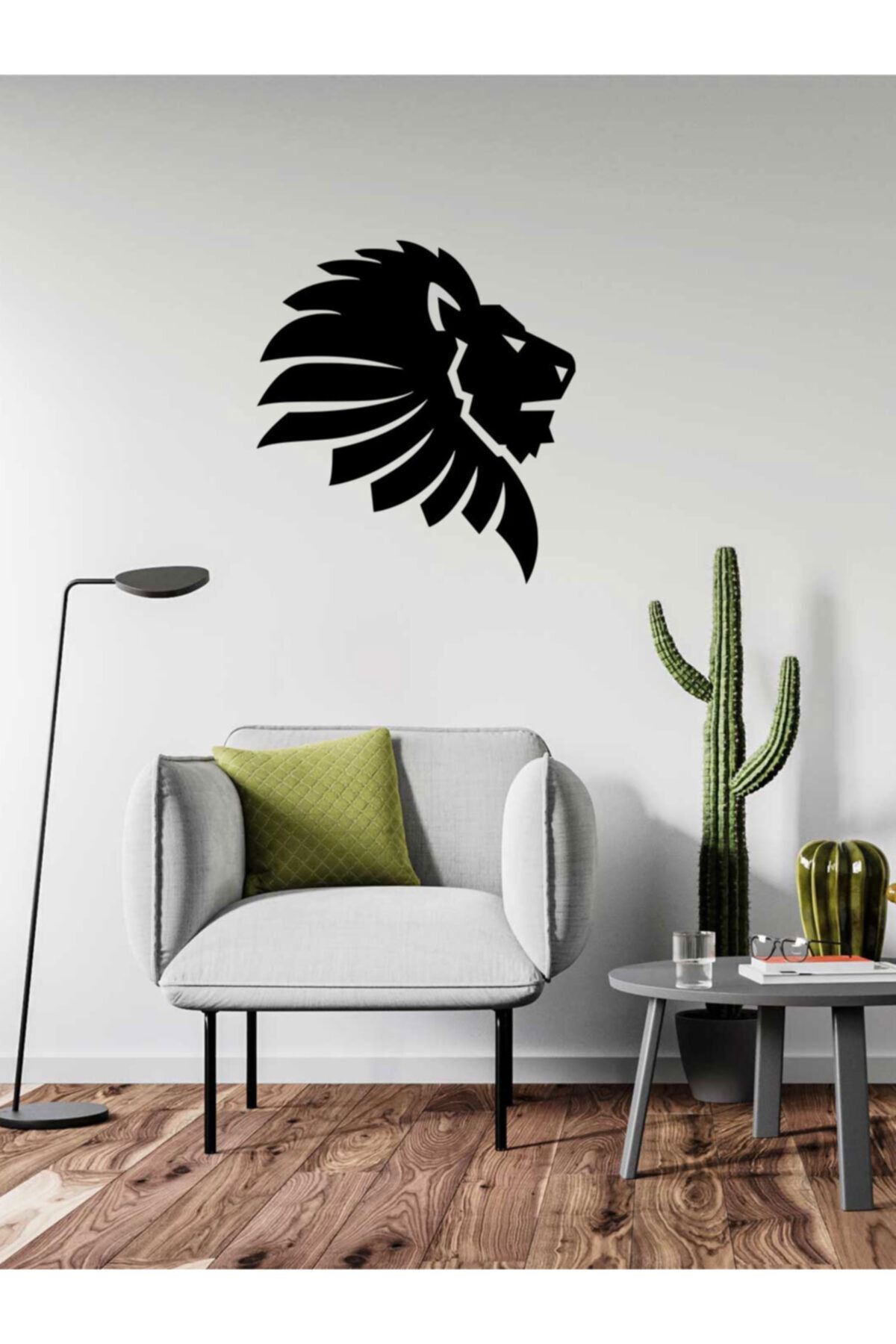 Zenn Design Aslan Figürü Siyah Duvar Sticker 30x28 Cm