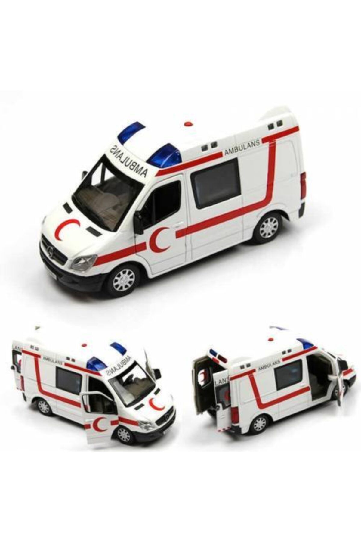 Alp Ölçek Mercedes-benz Metal Çek-bırak Oyuncak Ambulans Araba