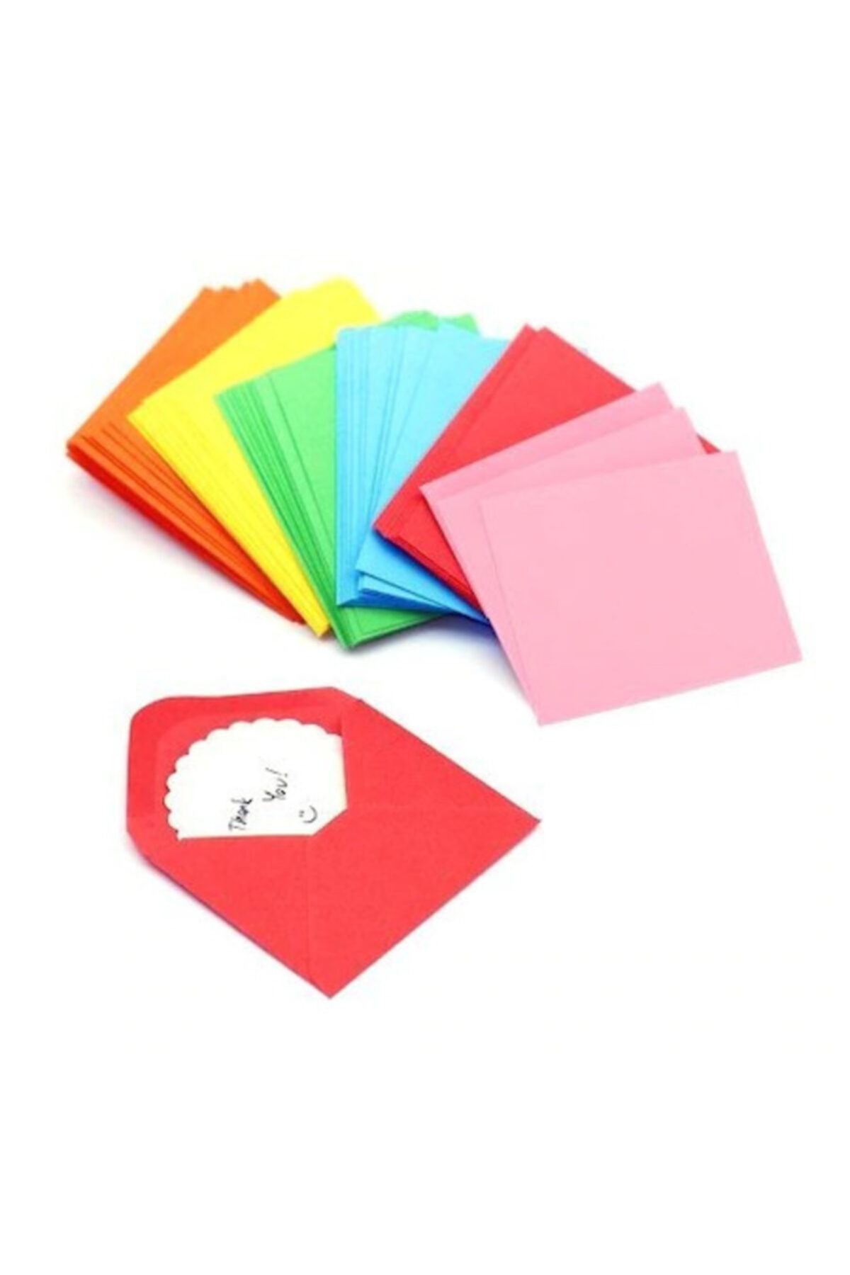Hobialem Renkli Zarf, 100 Adet, Renkli Mini Zarflar, 7x10 Cm, Karışık Renklerde, Mini Zarf