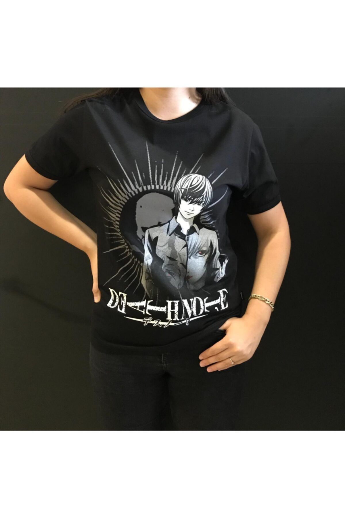 Panda Unisex Siyah Death Note Baskılı T-shirt