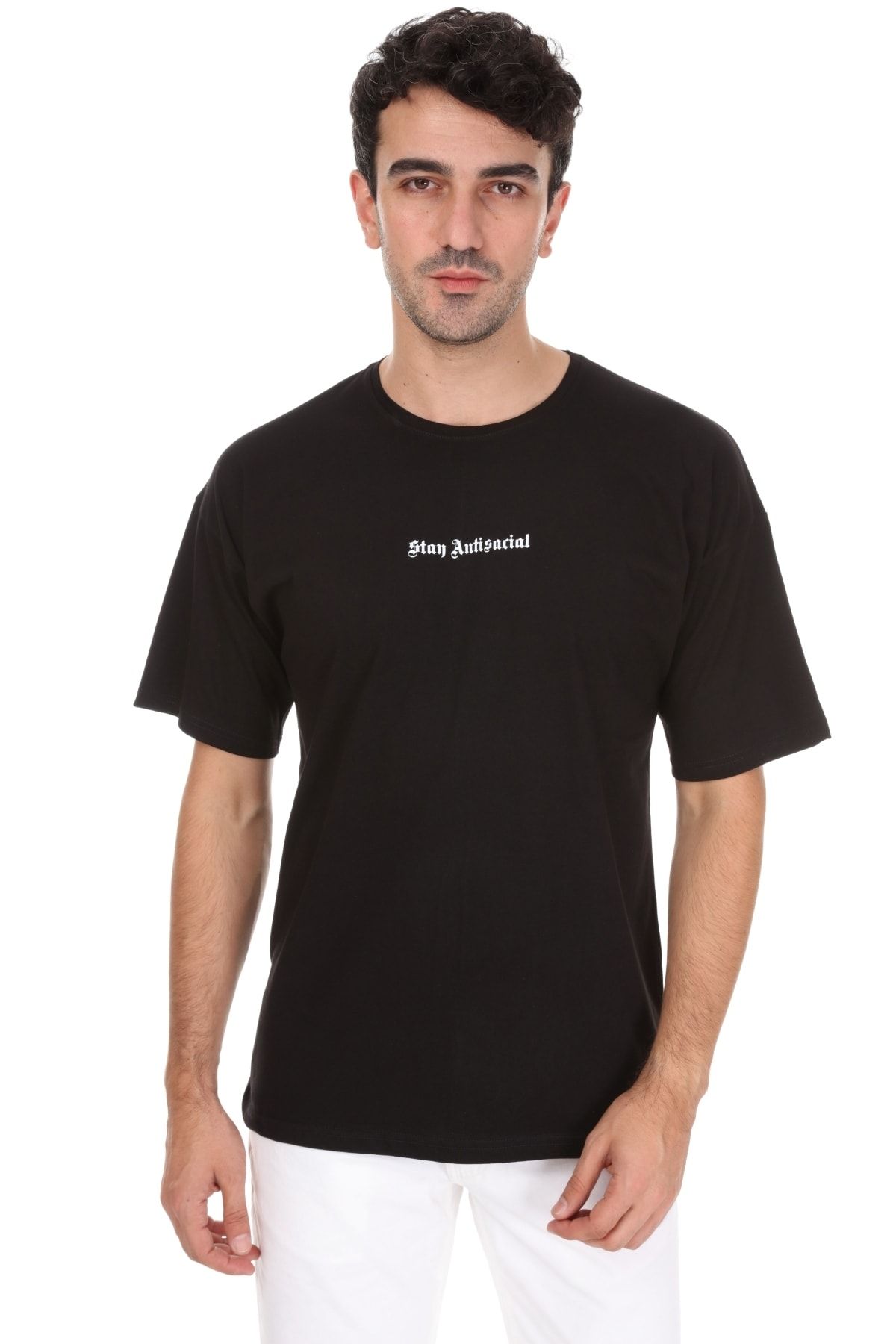 Millionaire Unisex  Siyah Stay Antisocial Oversize T-shirt