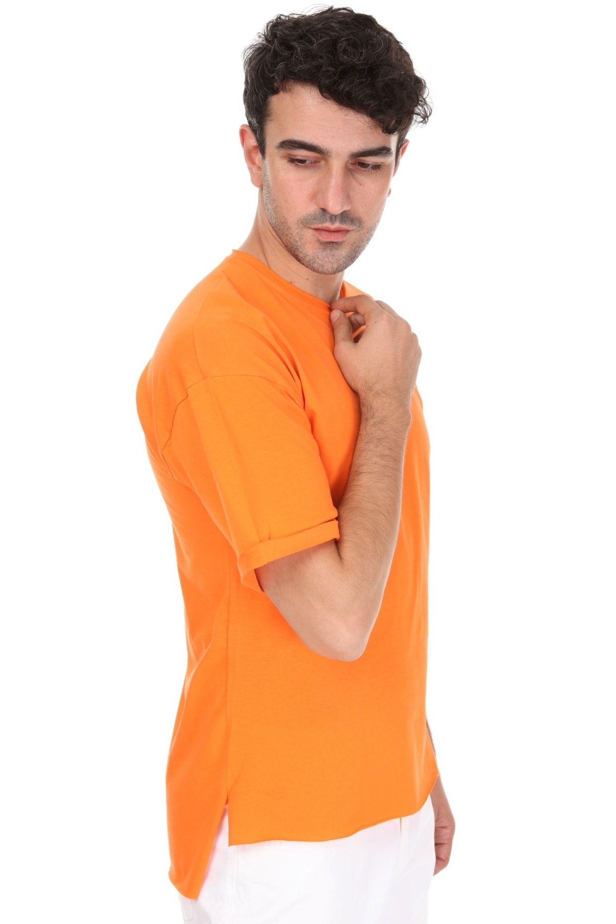 Millionaire Unisex Turuncu Yırtmaçlı Oversize T-Shirt