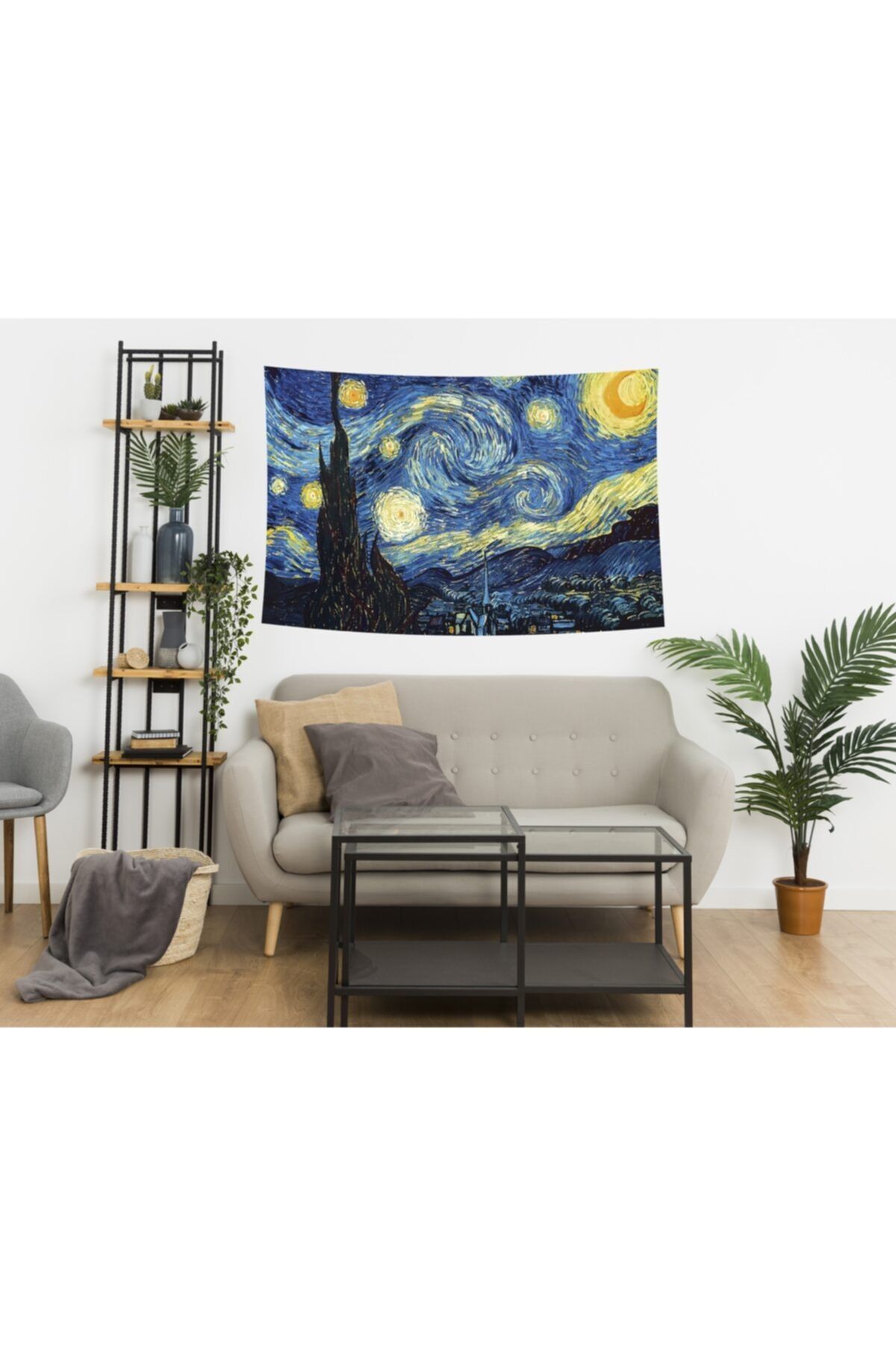 ALAMODECOR Van Gogh Yıldızlı Gece Duvar Örtüsü 140x200 cm