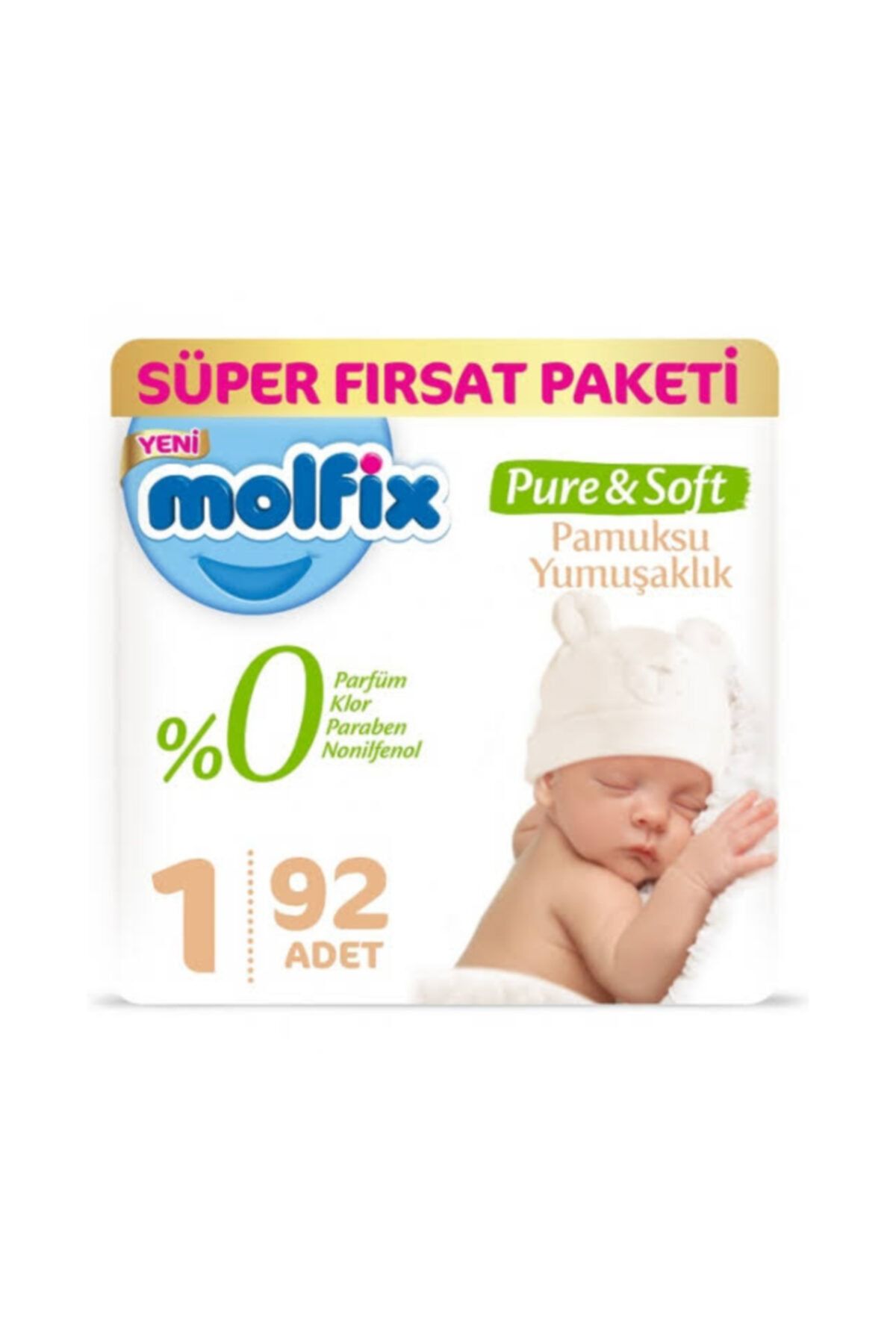 Molfix Pure&soft Bebek Bezi 1 Beden 2-5 kg 92 Adet