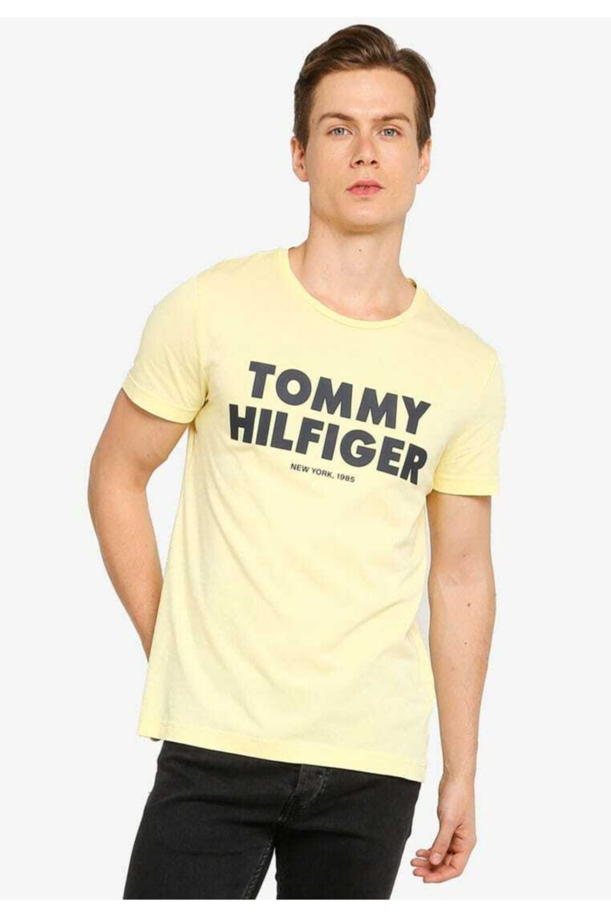 Tommy Hilfiger Erkek Sarı Bold Logo T-shirt