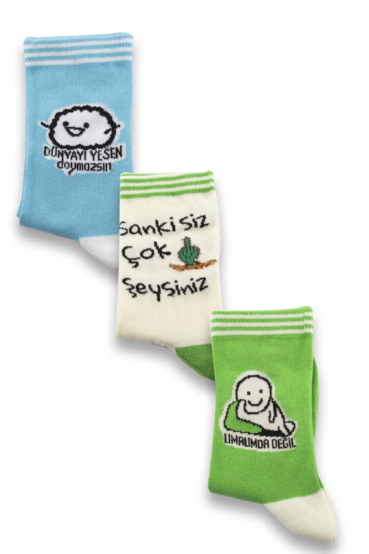 Socksarmy Sanki Siz Çok Şeysiniz Yazılı 3'lü Renkli Çorap Seti