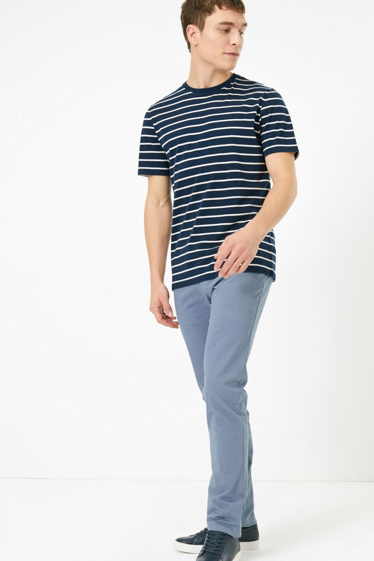 Marks & Spencer Erkek Mavi Slim Fit Chino Pantolon T17006601S