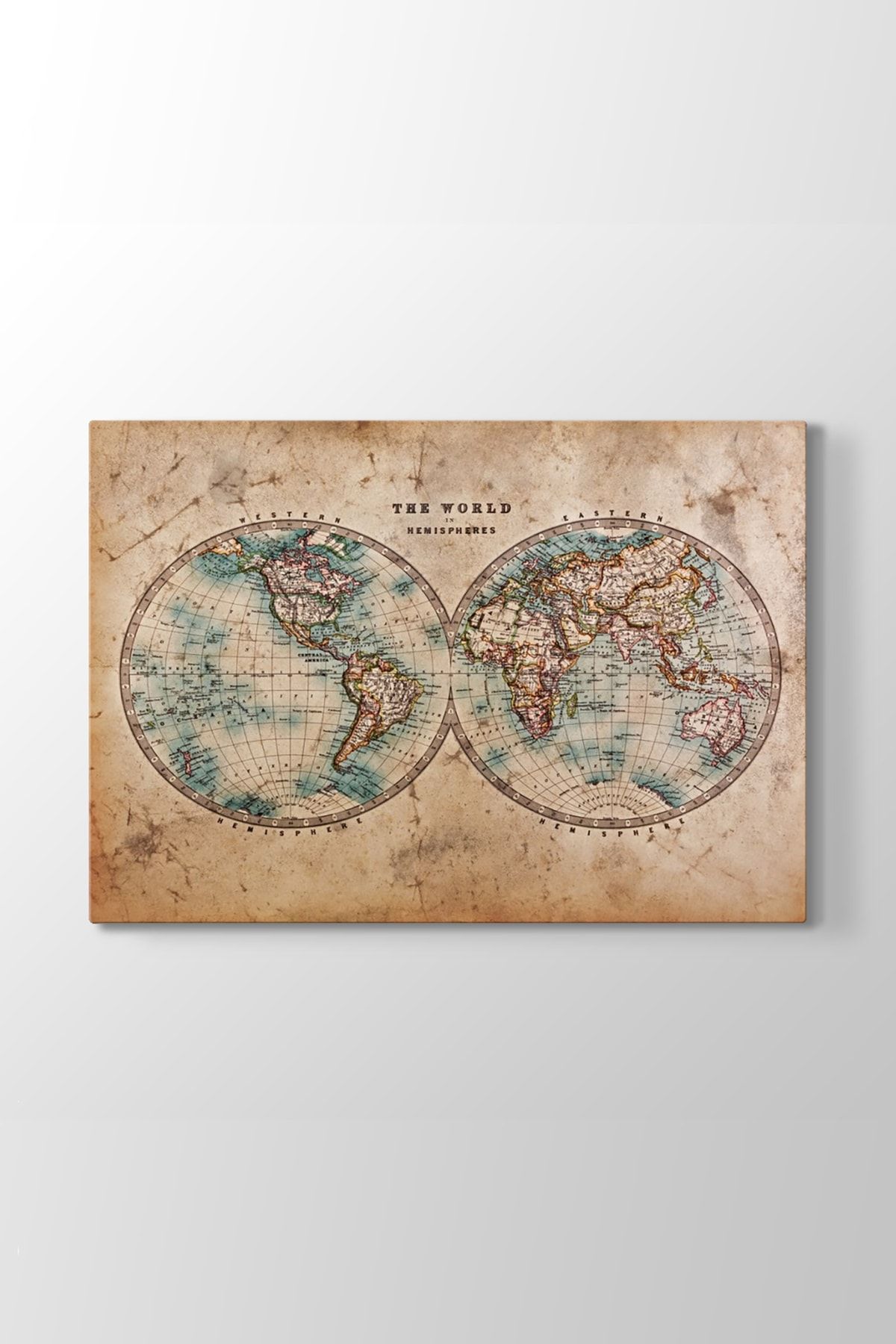 TabloShop Dünya Haritası Eski Tablosu (Model 1) - (ÖLÇÜSÜ 45x30 cm)