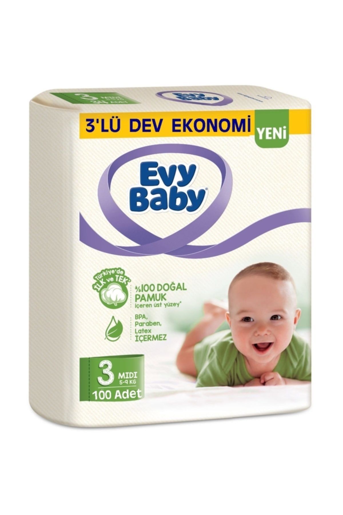 Evy Baby Bebek Bezi 3 Beden 5-9 Kg 100 Adet