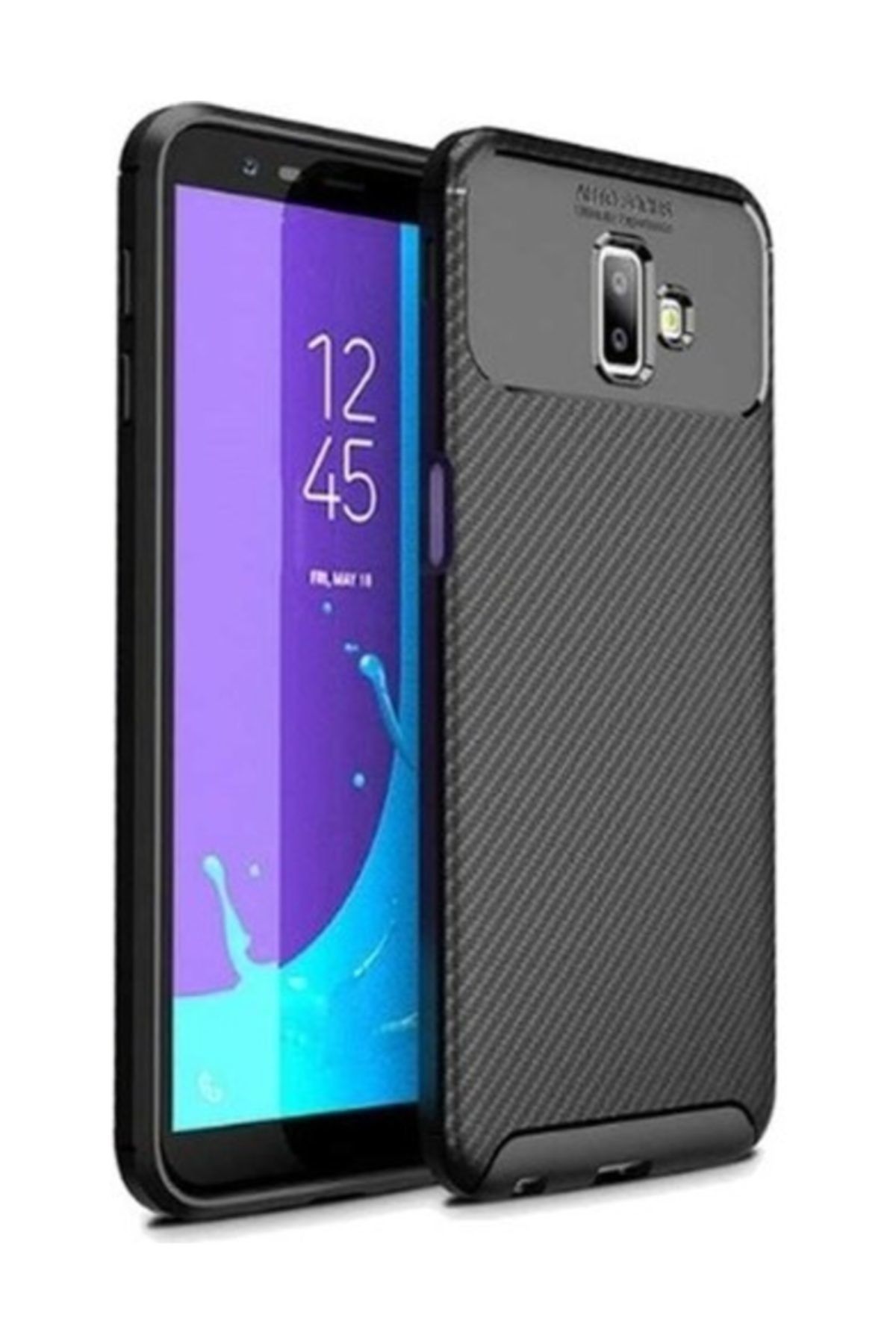 Divex Galaxy J6 Plus Kılıf Karbon Desenli Lux Negro Silikon + Nano Cam Koruyucu