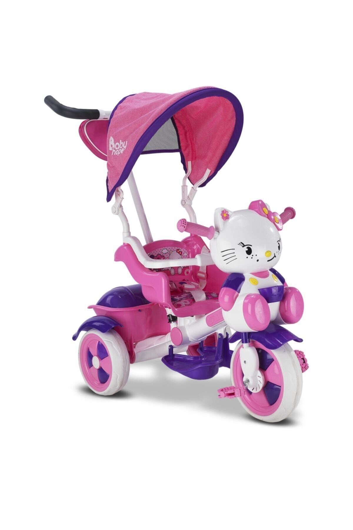 Babyhope Kız Bebek Pembe 2020 Model Çantalı Kety Üç Teker Ebeveyn Kontrollü Arkadan Itmeli Bisiklet 135