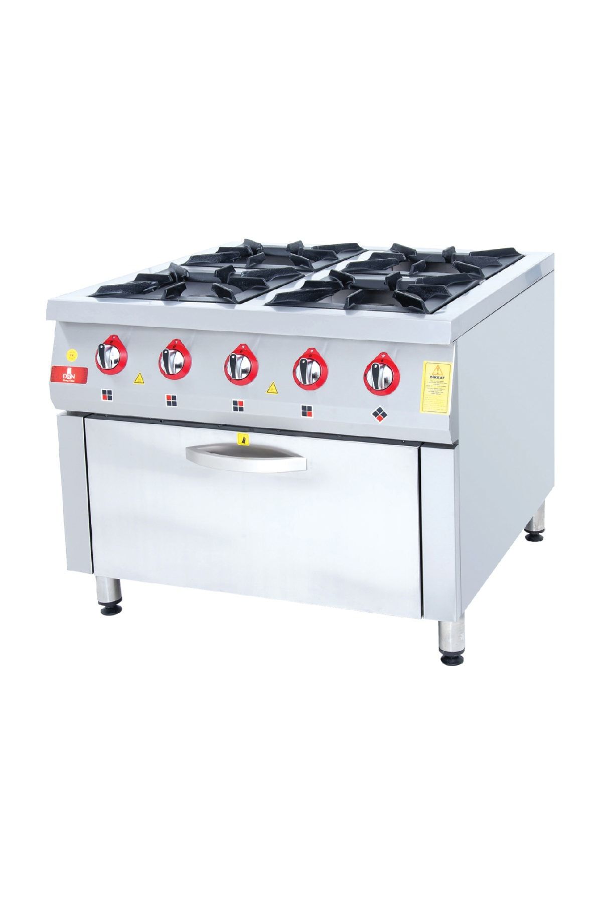 DRN ENDÜSTRİYEL KUZİNE FIRINLI OCAK, 4'LÜ 100x100 cm, LPG