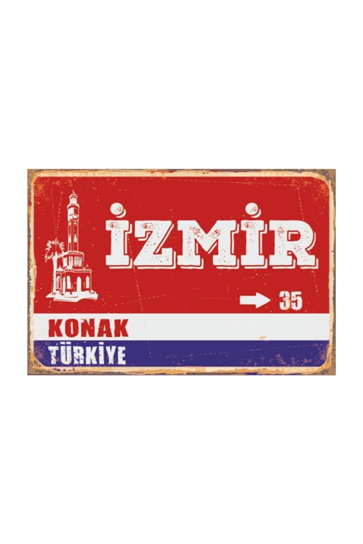 Hayat Poster Izmir Konak Sokak Tabelası Retro Vintage Ahşap Poster