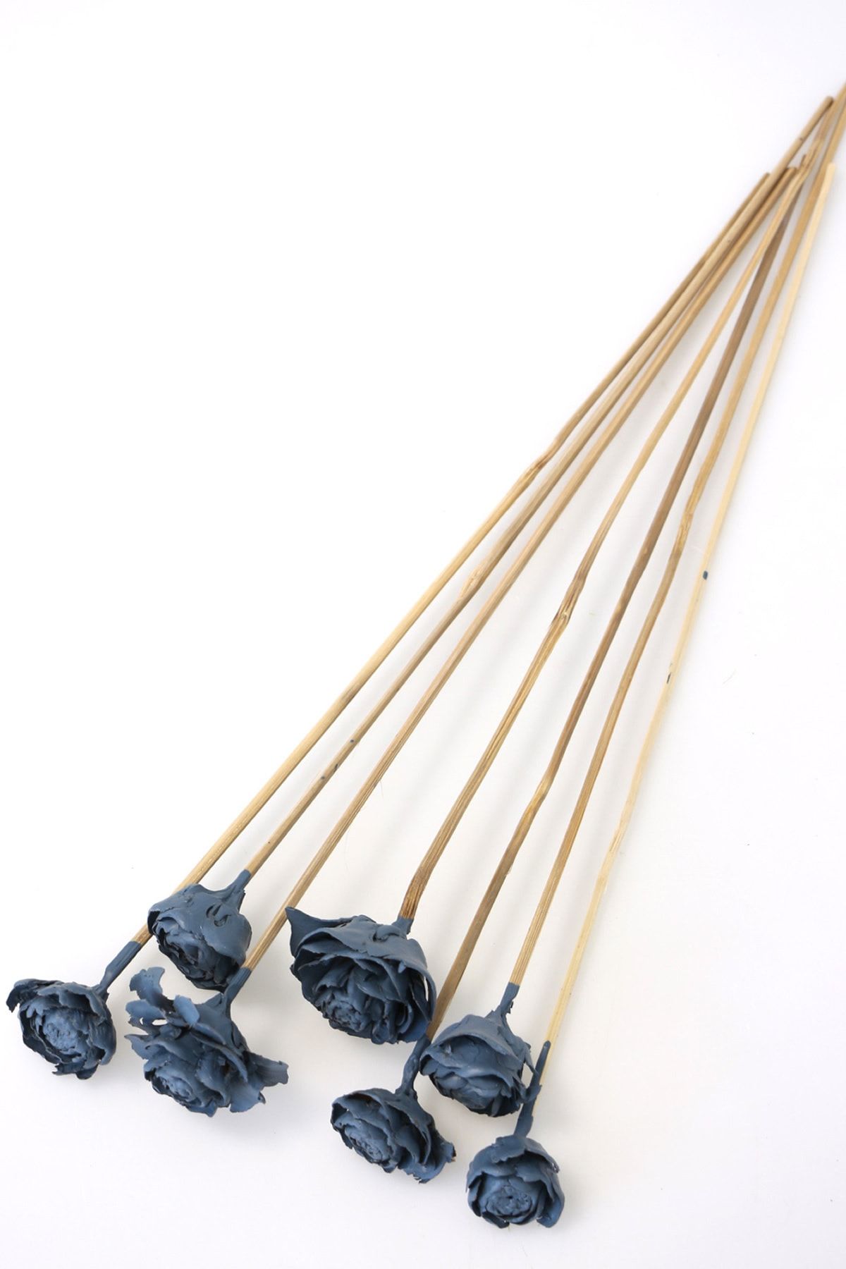 Yapay Çiçek Deposu Cedar Rose 7li Demet 45 cm Duman Mavisi