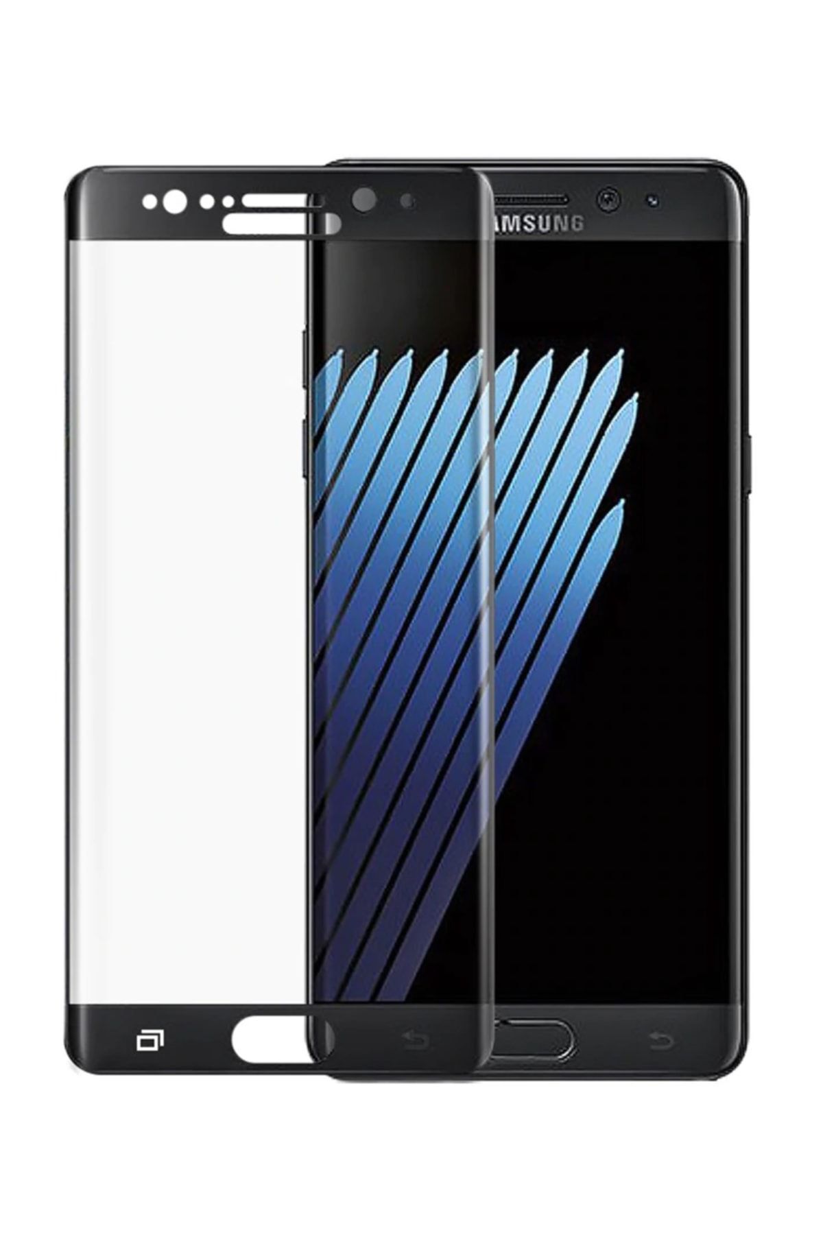 Microcase Samsung Galaxy Note 7 Fe Fan Edition 3d Curved Tam Kaplayan Tempered Glass Cam Koruma - Siyah