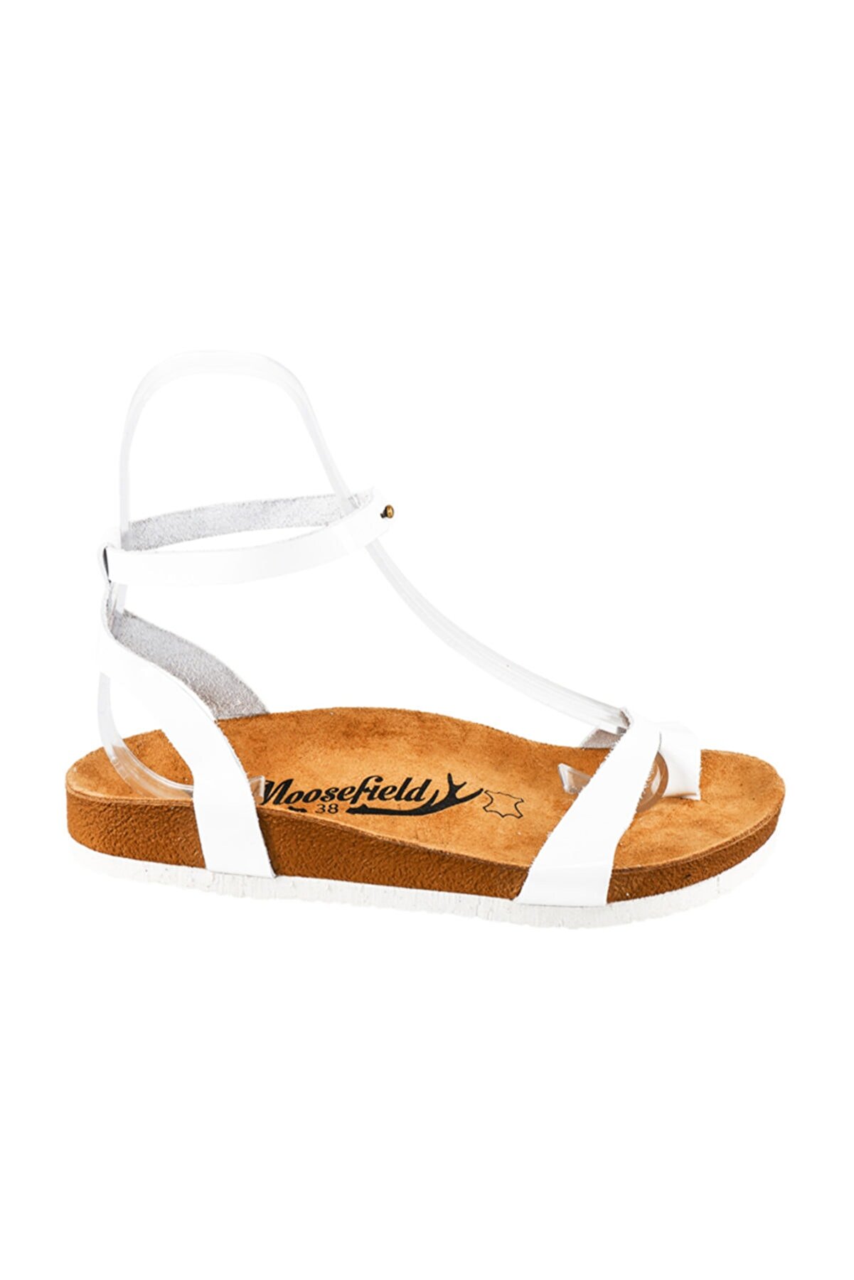 Moosefield Hakiki Deri Beyaz Kadın Sandalet