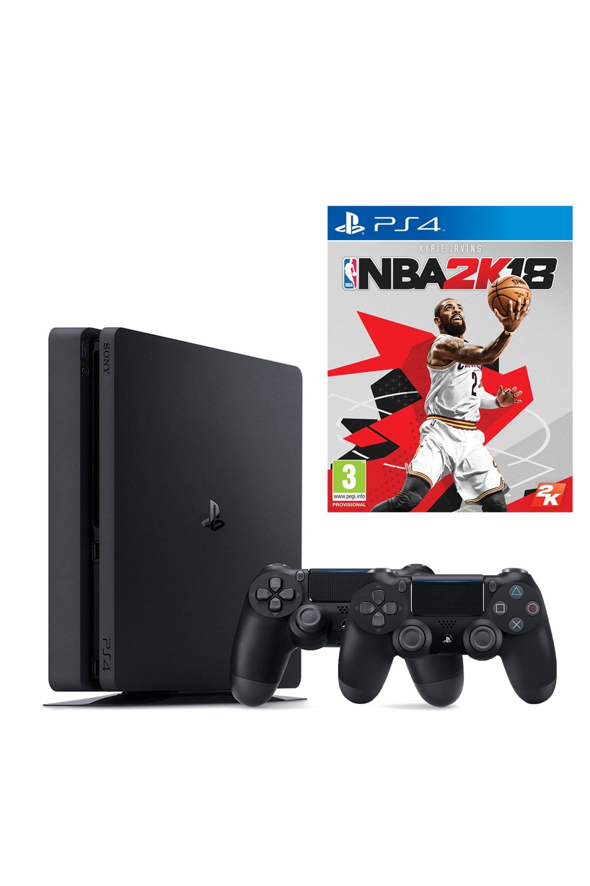 Sony Playstation 4 Slim 1 TB + 2. PS4 Kol + PS4 NBA 2K18 (Eurasia Garantili)