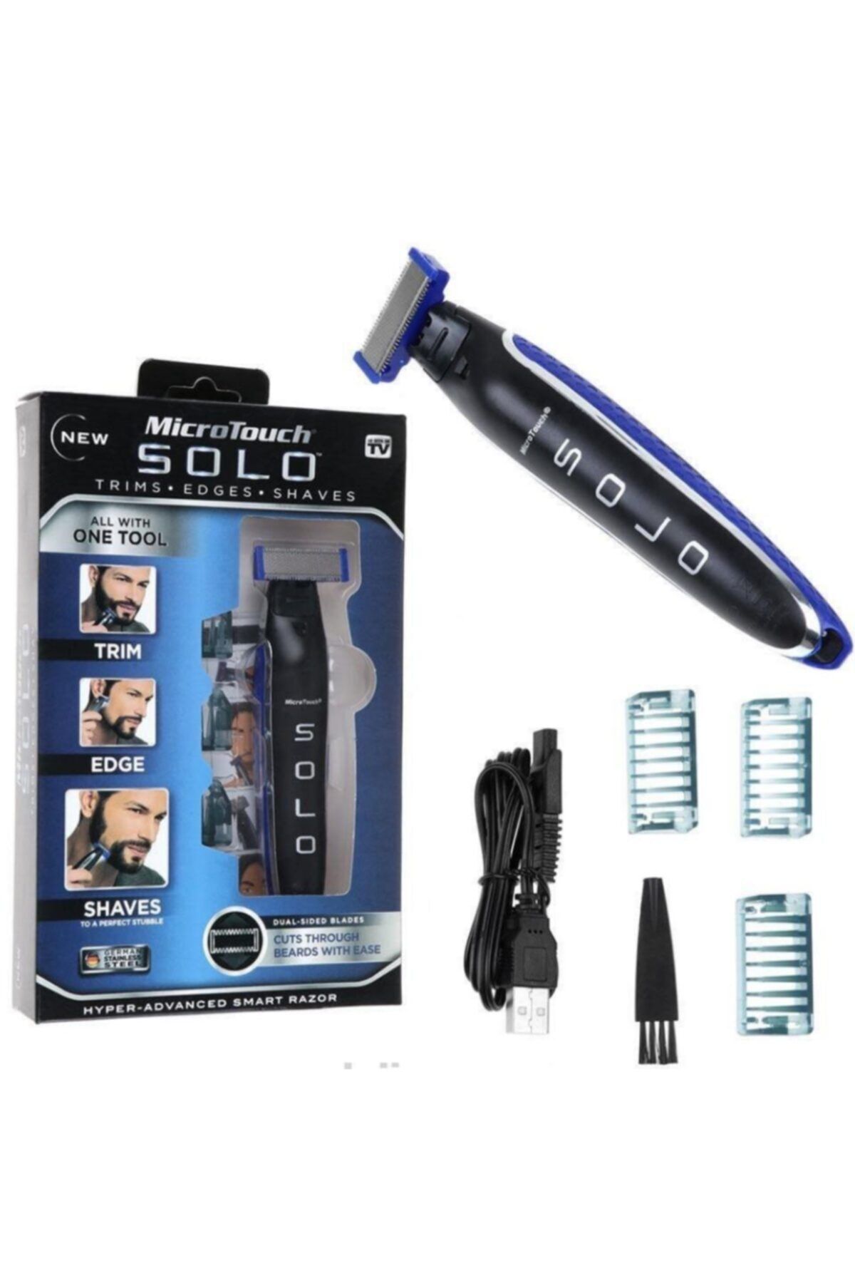 Solo Microtouch Usb Şarjlı Tıraş Makinesi Sakal Kesme Tıraş Makinesi Seti