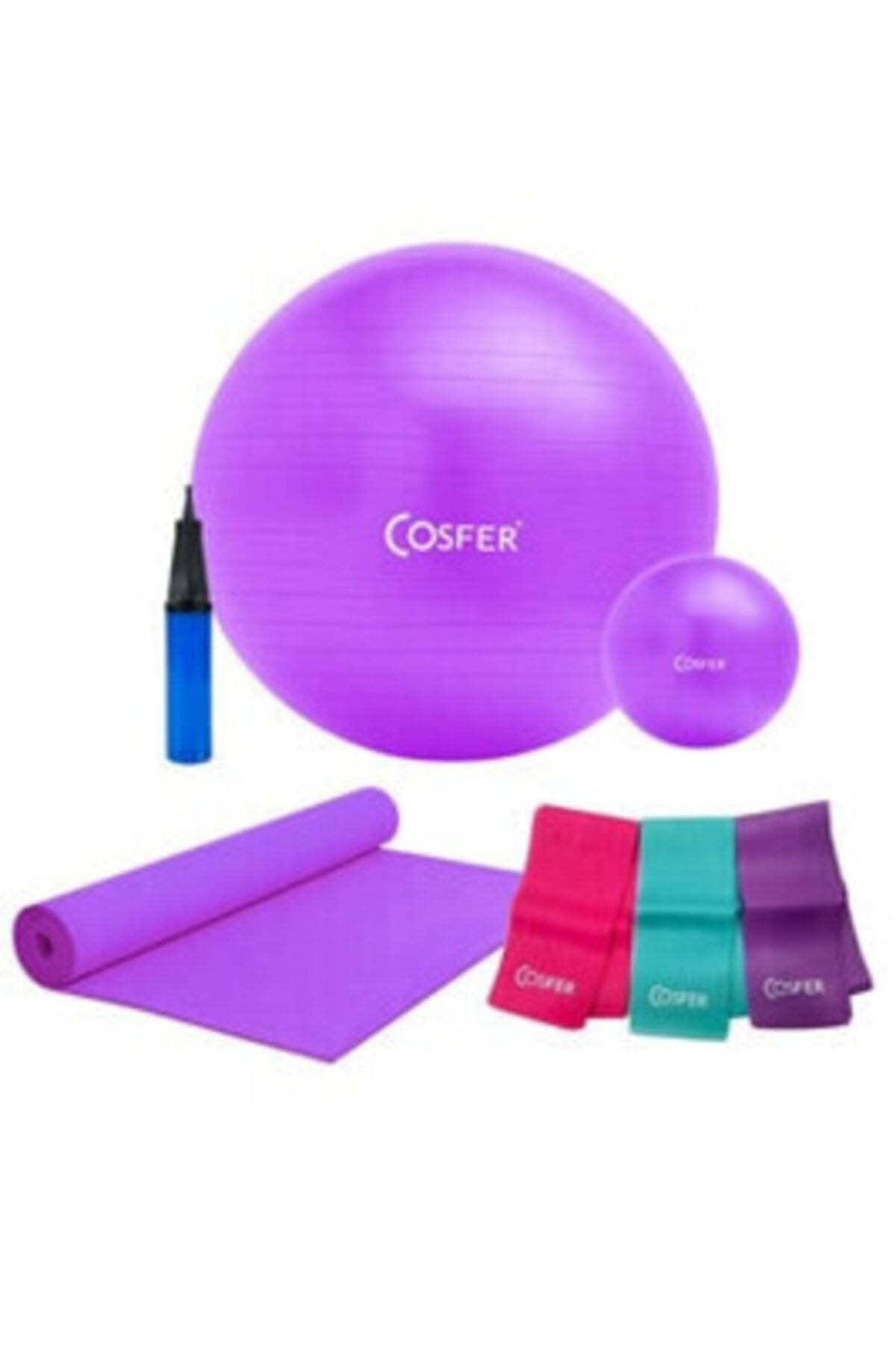 Cosfer Pilates Seti Pilates Topu + Pilates Bandı + Pompa Premium