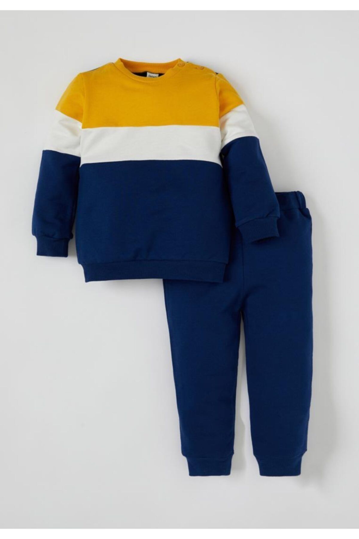 Defacto Erkek Bebek Renk Bloklu Sweatshirt ve Jogger Eşofman Alt Pamuklu Takım