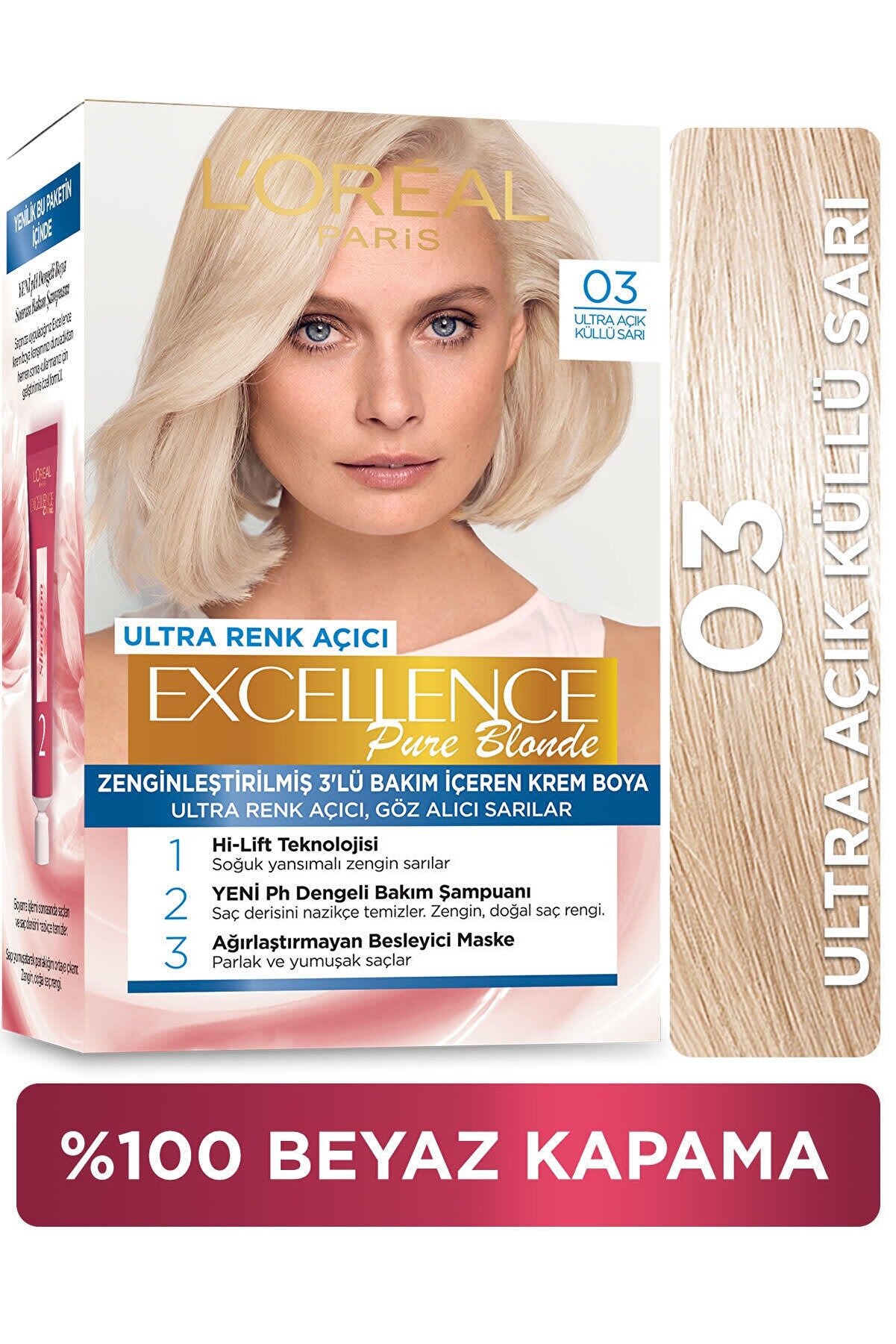 L'Oreal Paris Excellence Creme Saç Boyası - 03 Ultra Açık Küllü Sarı