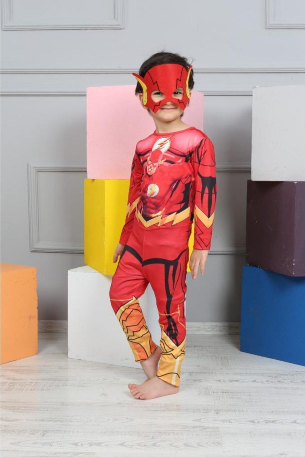 PINAR KİDS Erkek Çocuk Kırmızı Süper Kahraman Kostüm
