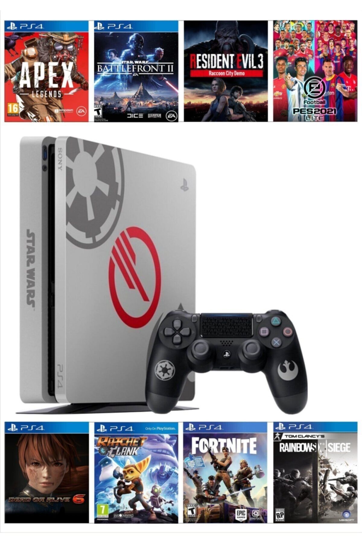 Sony Playstation 4 Slim 1 Tb Star Wars Limited Edition Yenilenmiş + 2. Ps4 Kol + 8 Oyun Hediyeli