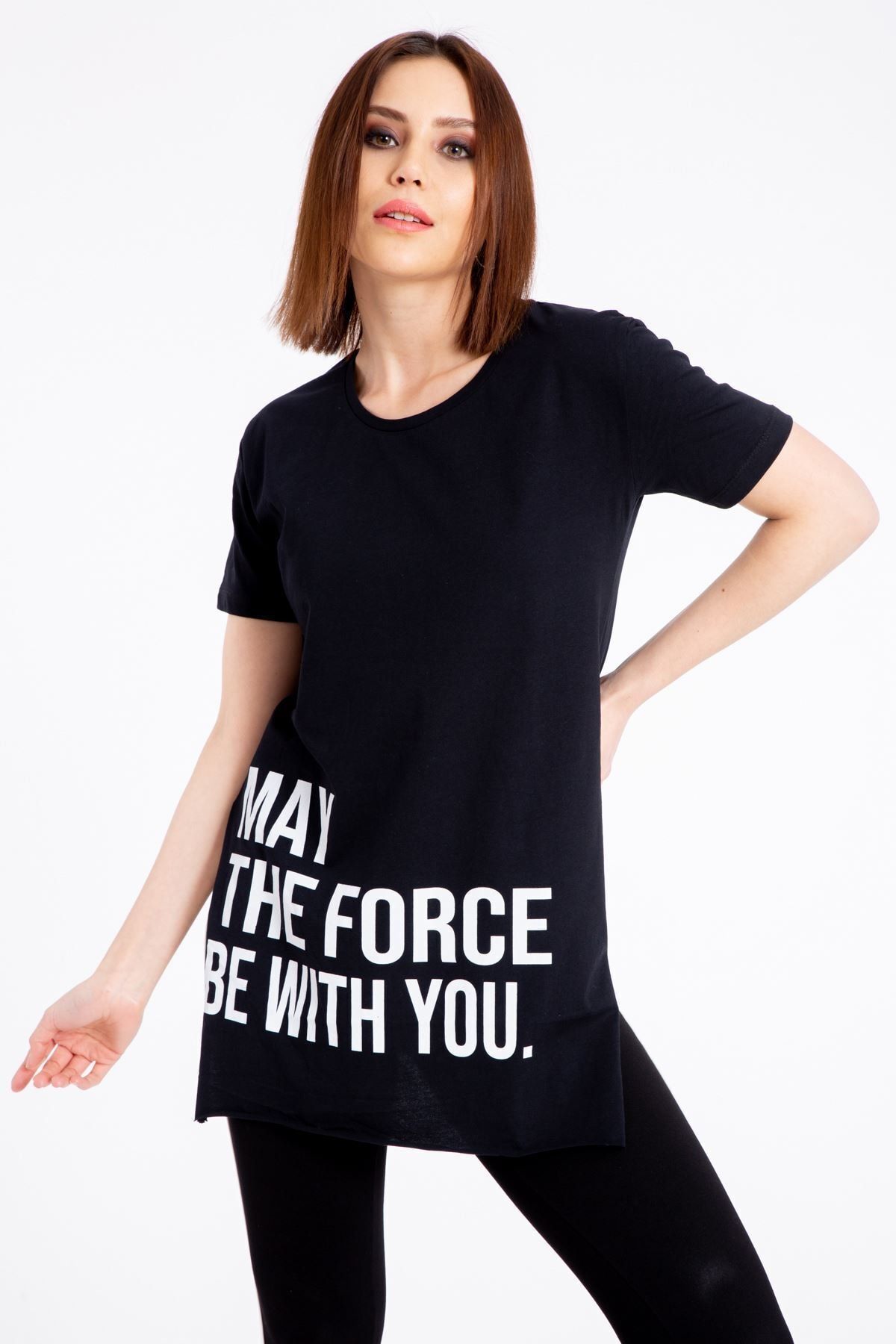 GİYSA May The Force Baskılı Siyah T-Shirt Giysa 1074