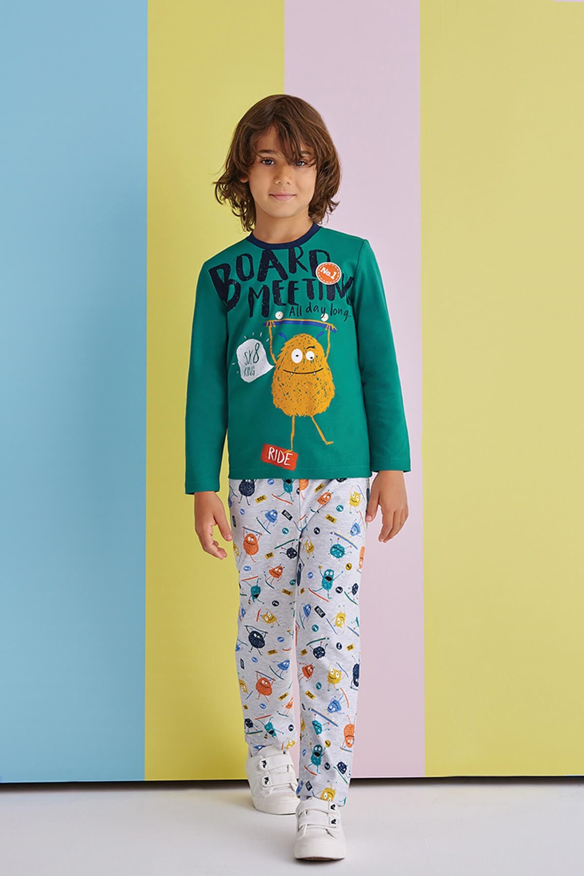 Rolypoly Erkek Çocuk Yeşil Eşofman Pijama Takımı 1-8 Yaş 1300