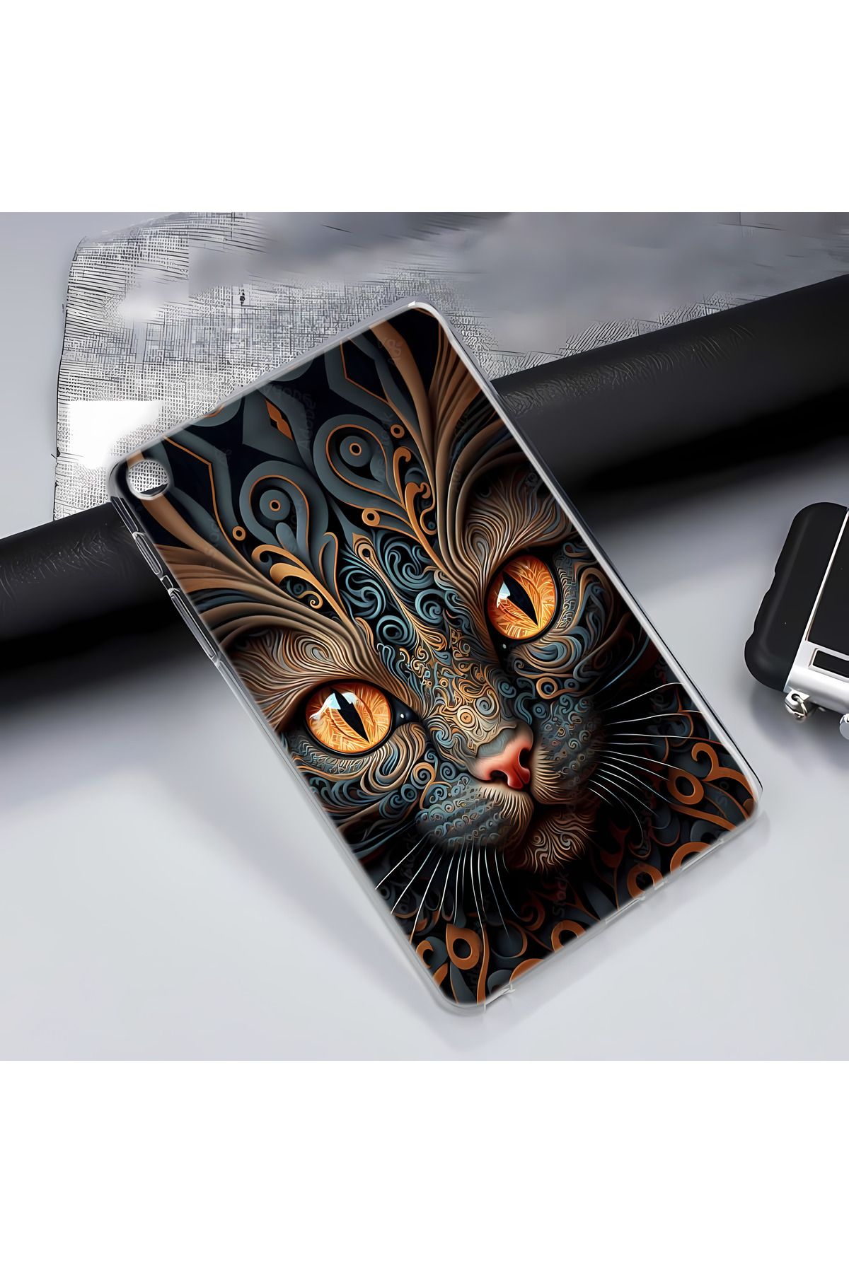 Redclick Galaxy Tab A8 10.5 X200 x205 x207 Kılıf Yapayzeka 26 Mythological Cat Mitoloji Tablet Kılıfı