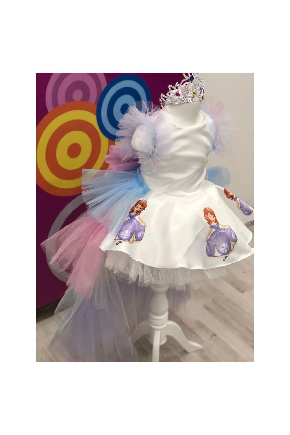 YAĞMUR KOStütüM Prenses Sofia Baskılı Kız Çocuk Doğumgünü Elbisesi Parti Kostümü