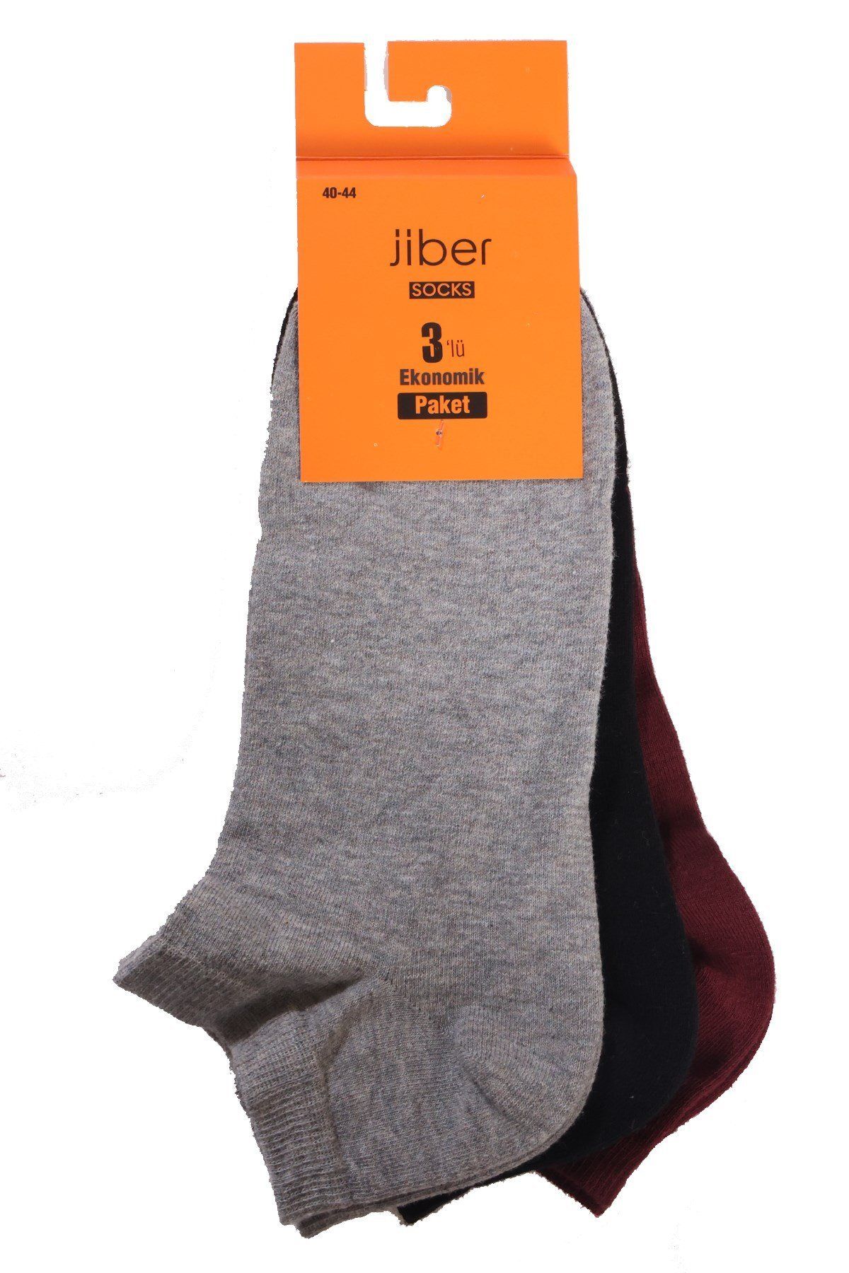 Jiber Erkek Asorti Pamuklu Likralı 3'lü Patik Çorap