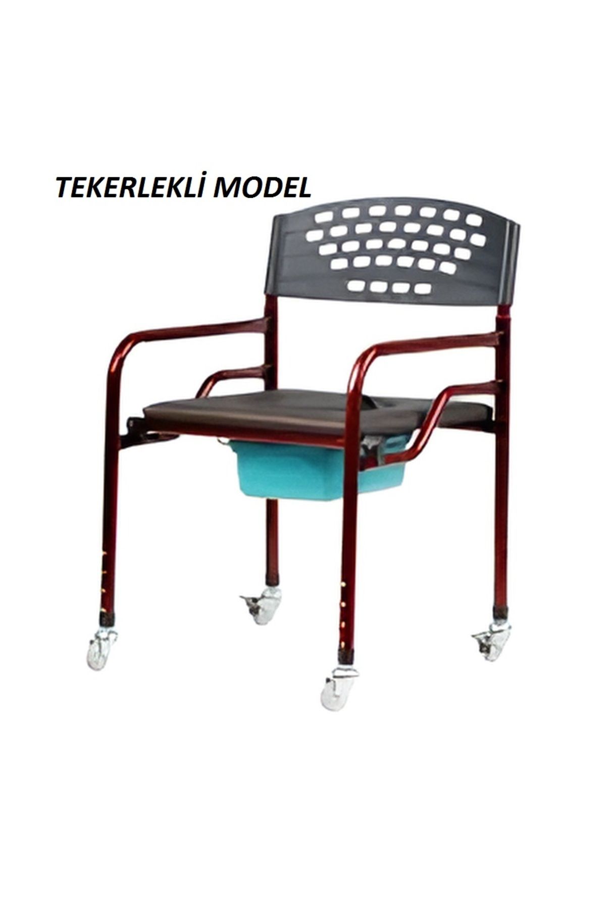 MEDİKALBİM Tekerlekli Katlanabilir Seyyar Hasta Yaşlı Tuvalet Sandalyesi Klozetli Kovalı Wc Oturak