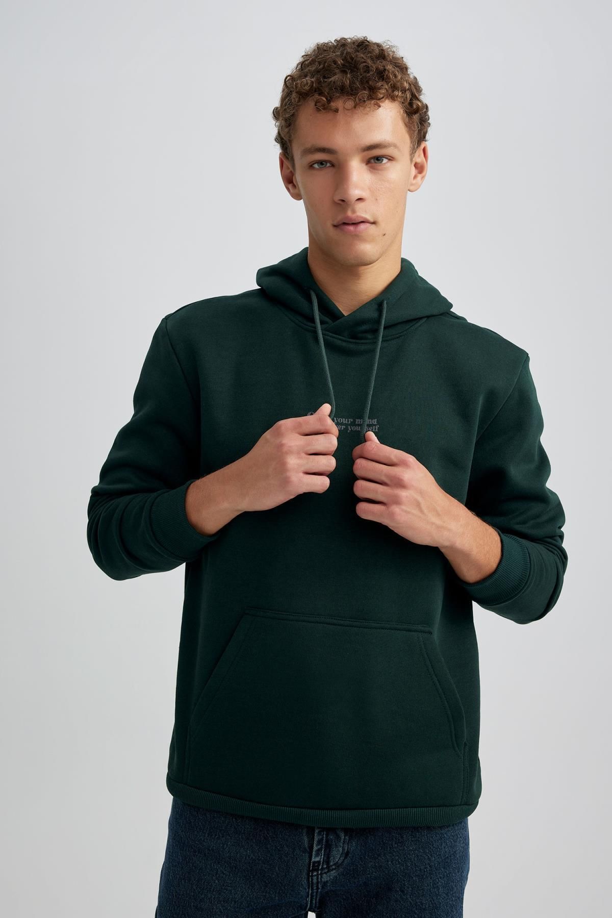 Defacto Regular Fit Kapüşonlu Baskılı Sweatshirt A4783ax23au