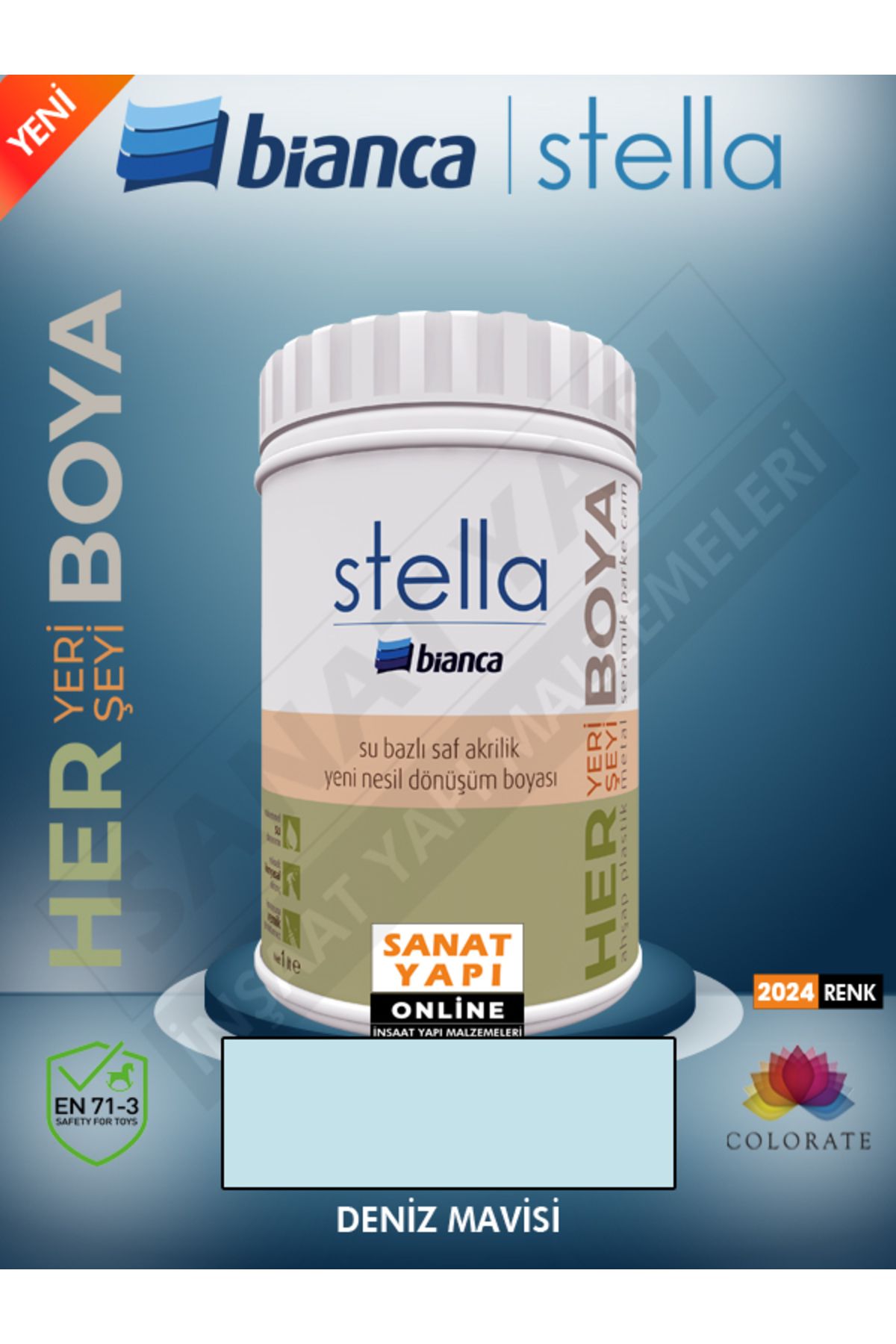 Bianca Stella 2024 Renk Yeni Su Bazlı Boyalar 1lt