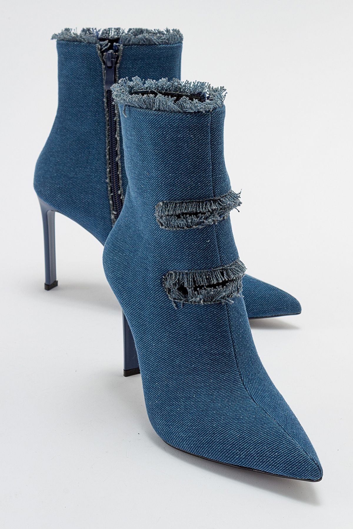 luvishoes BARLE Kot Mavi Kadın Topuklu Bot