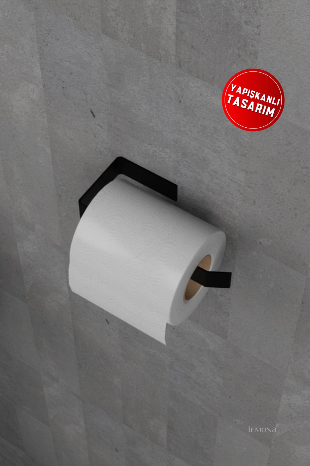 Lemona Metal Mat Siyah Wc Kağıtlık Tuvalet Kağıtlığı Yapışkanlı Tasarım Tuvalet Kağıdı Askısı