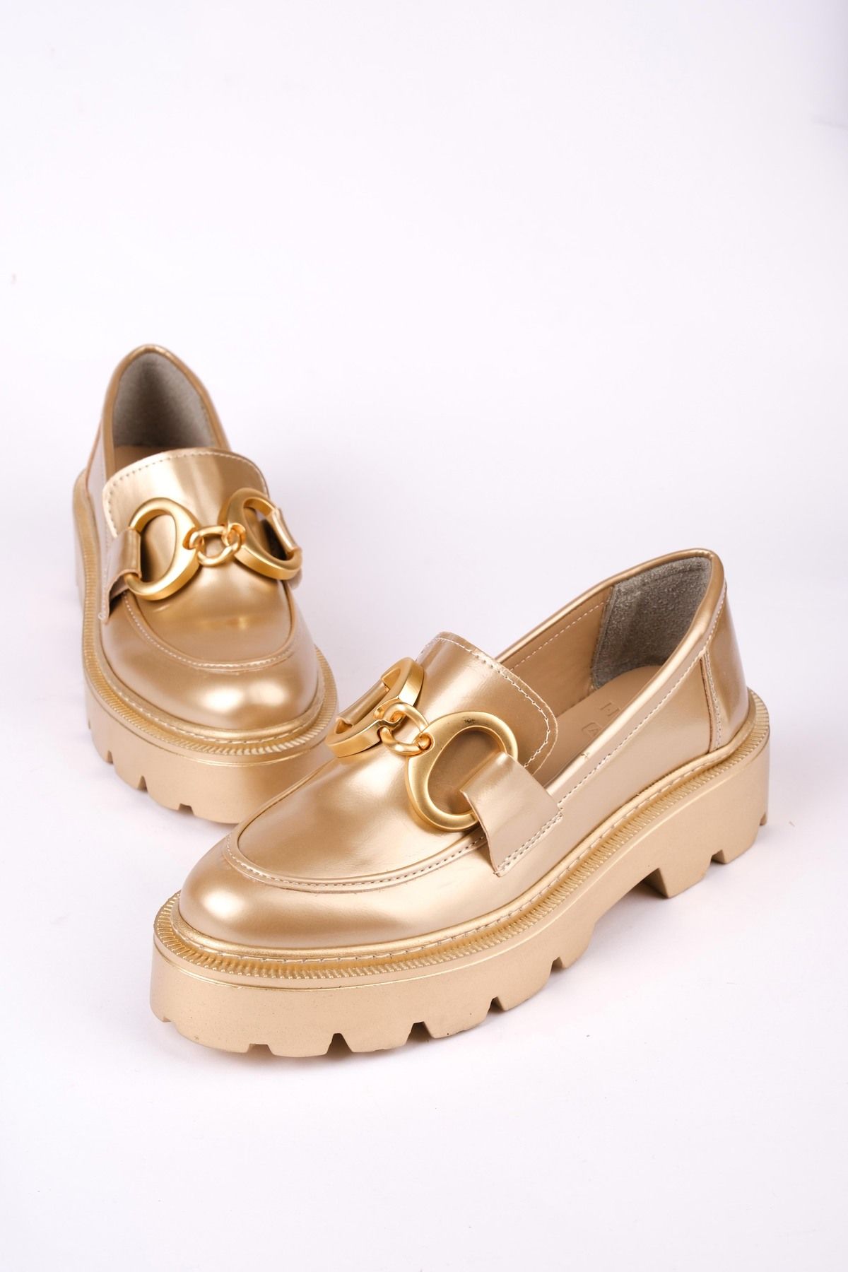 Harrys of Aspinal Kadın Zincir Tokalı Loafer Günlük Ayakkabı Gold