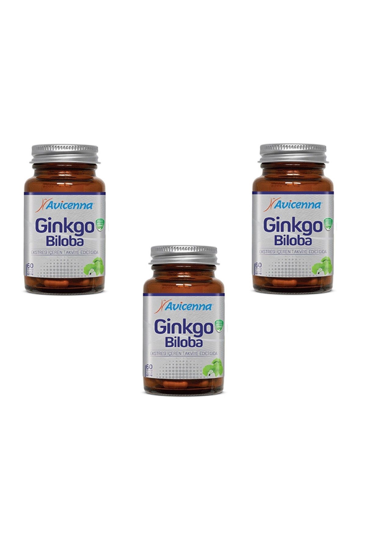 Avicenna Ginkgo Biloba- Ginkgo Yaprağı Içeren Takviye Edici Gıda - 60 Bitkisel Kapsül 3 Adet