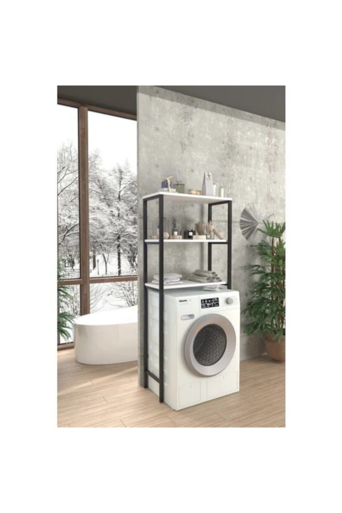 Genel Markalar Çamaşır Makinası Üstü Beyaz Düzenleyici Raf 3 Raflı Banyo Düzenleyici