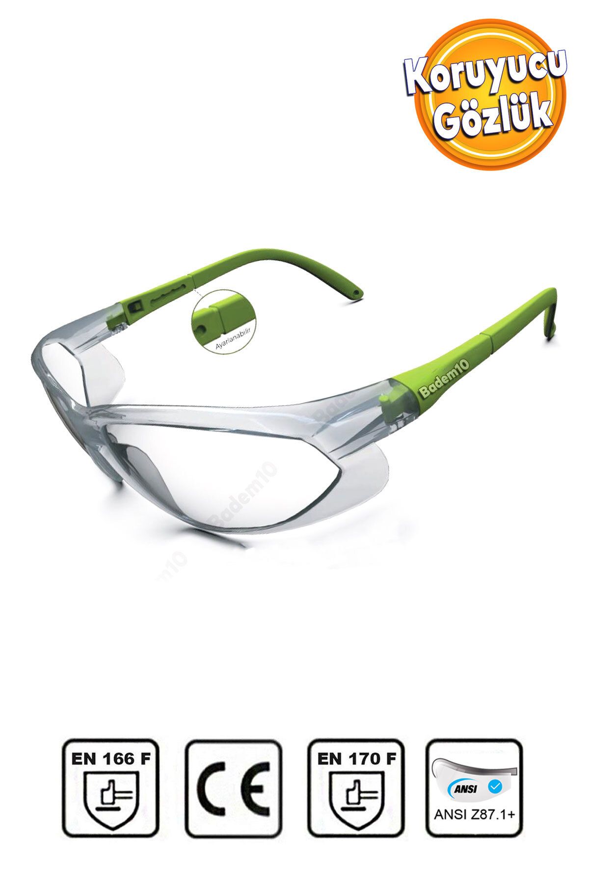 Badem10 İş Güvenlik Güvenliği Gözlüğü Kulak Ayarlı Toz Koruyucu Göz Koruma Gözlüğü Gözlük Şeffaf S900