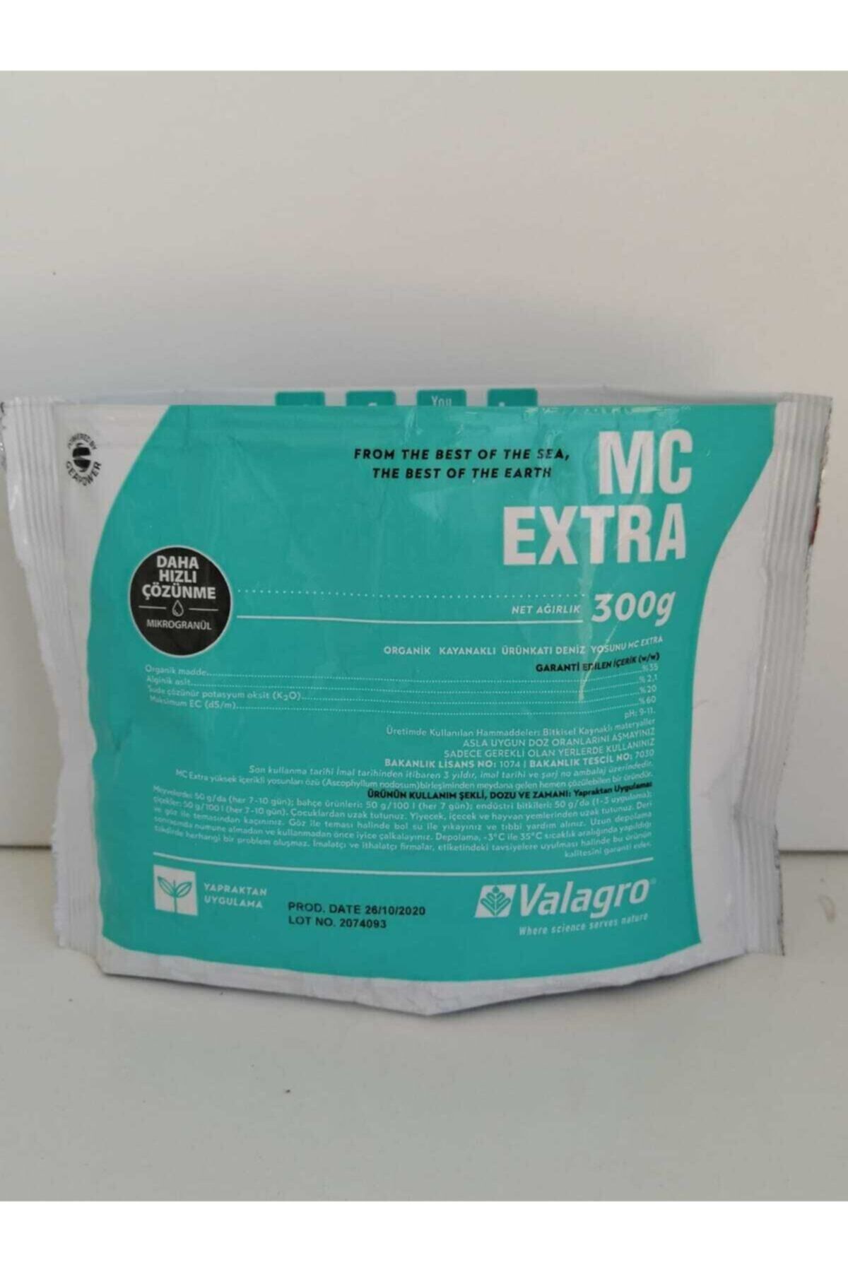 DZÜ DEMİRLER TARIM Valagro Mc Extra Organik Katı Deniz Yosunu 300 gr Son Kt 2026 Yılı
