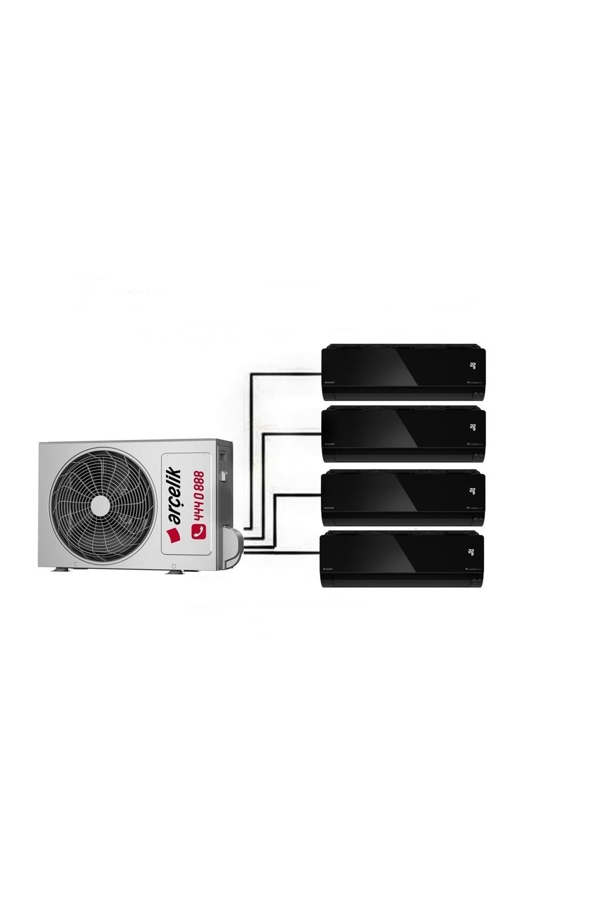 Arçelik Mirror Siyah Multi Duvar Tipi 4+1 İnverter 9+9+12+12 30000Btu Klima