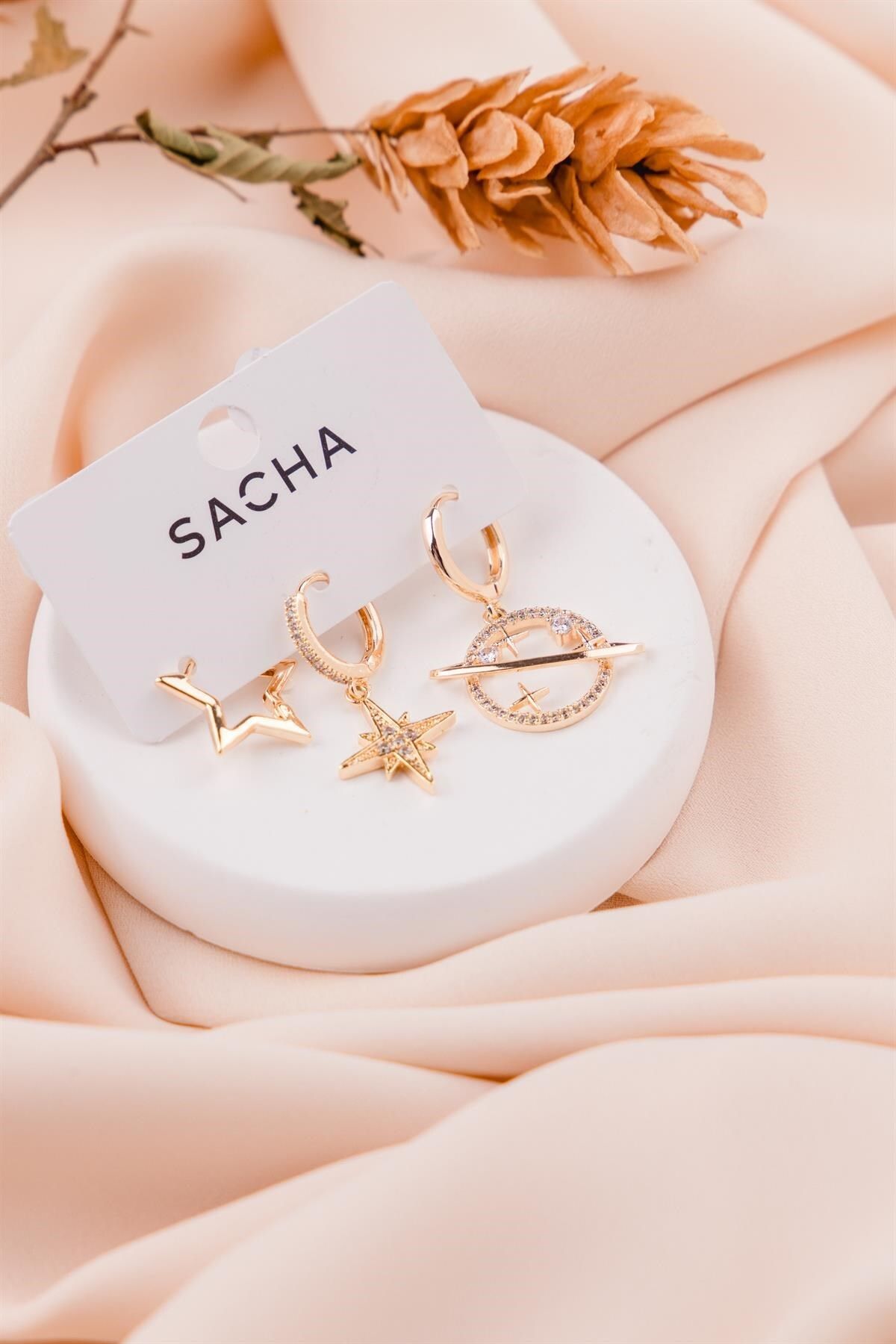 Sacha Accessories Figürlü Gold Set Küpe