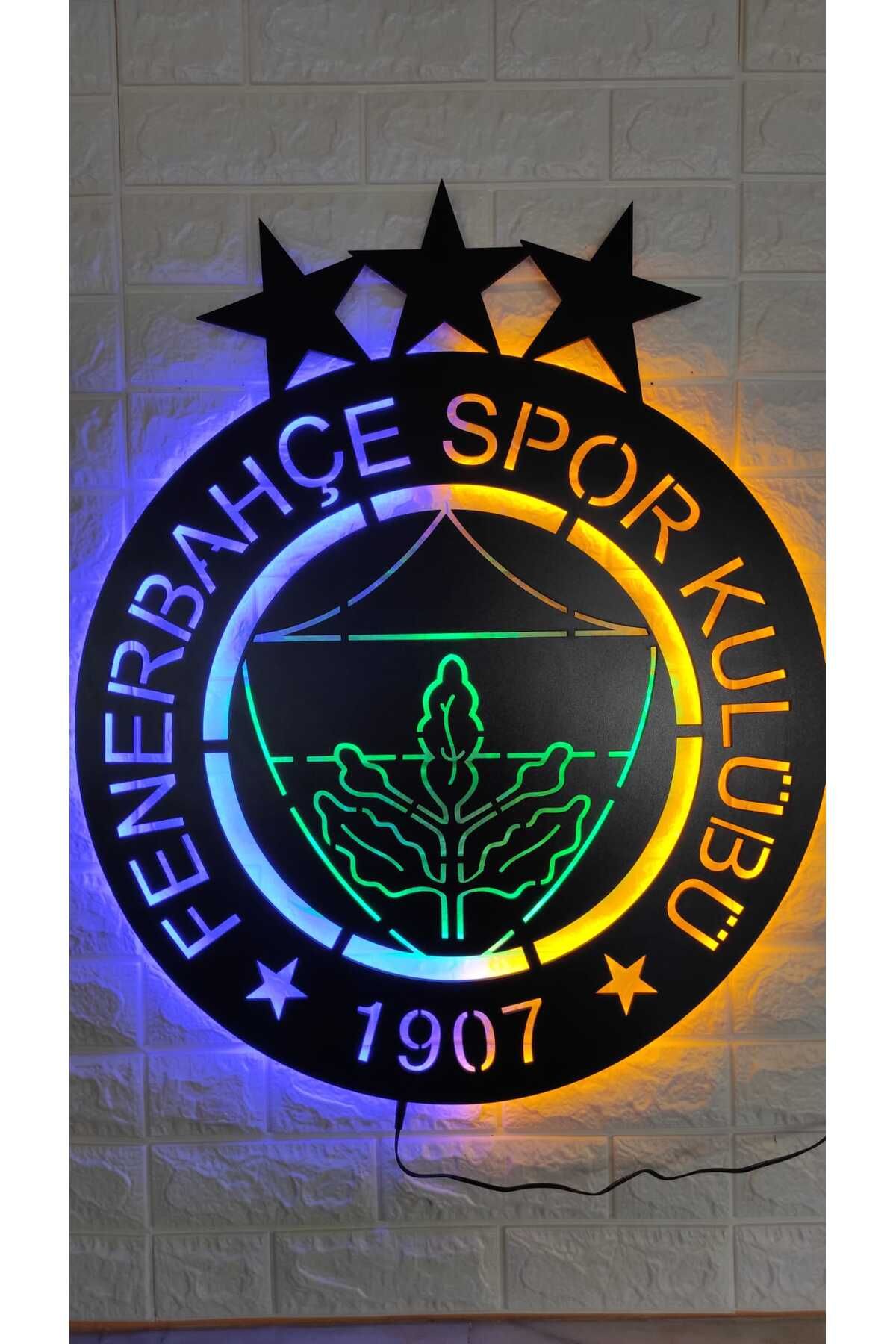 YufiDesign Duvar Tablosu, Işıklı Fenerbahçe Logosu, FB