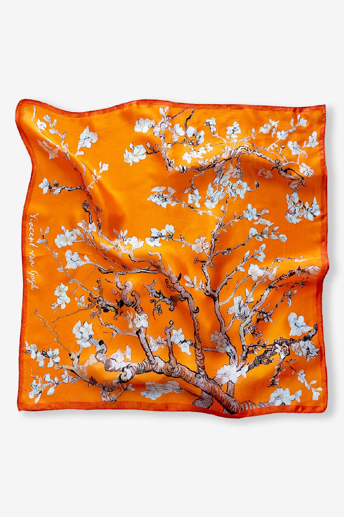 Galiga Van Gogh-almond Orange %100 Ipek Fular 55x55cm 'art On Silk'