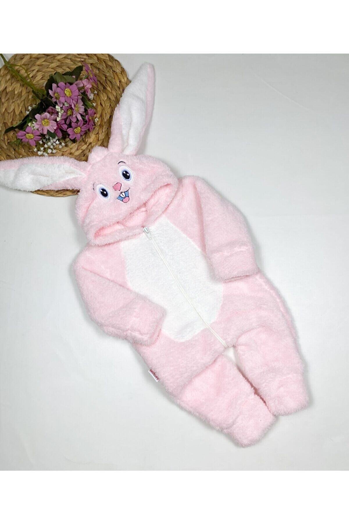 Genel Markalar Kız Bebek Pembe Peluşlu Welsoft Tavşan Tulum