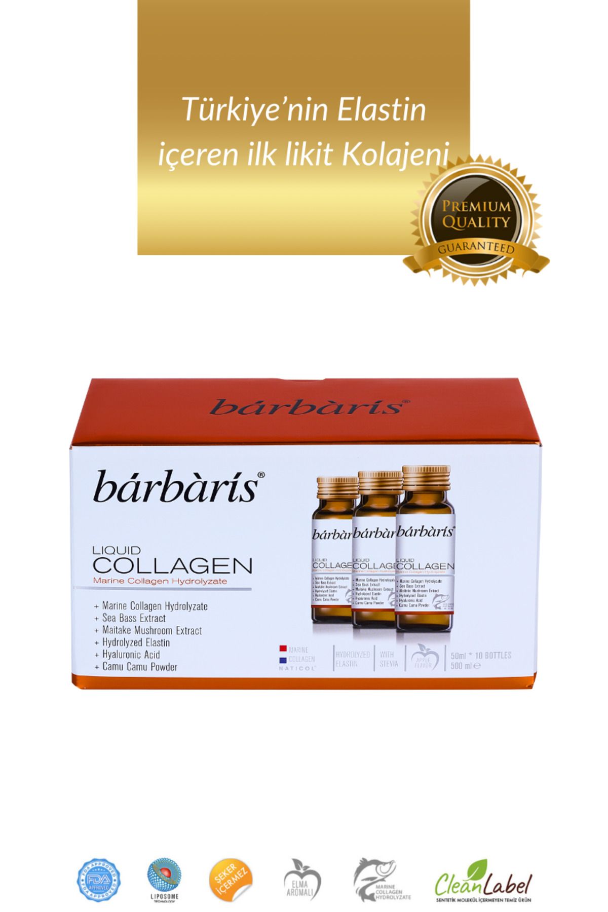 Barbaris Liquid Collagen 10*50ml Tip1,tip3 %100 Saf Balık Kolajeni & Elastini Cilt Saç Tırnak