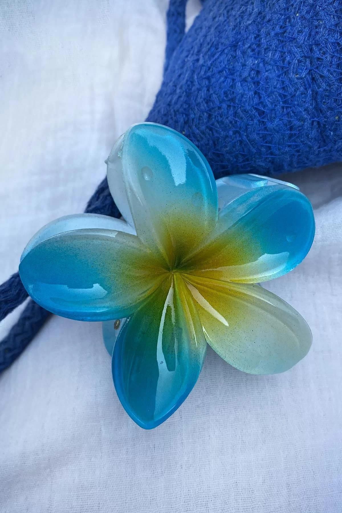 Fontenay Lotus Çiçeği Mandal Toka 9 CM Mavi
