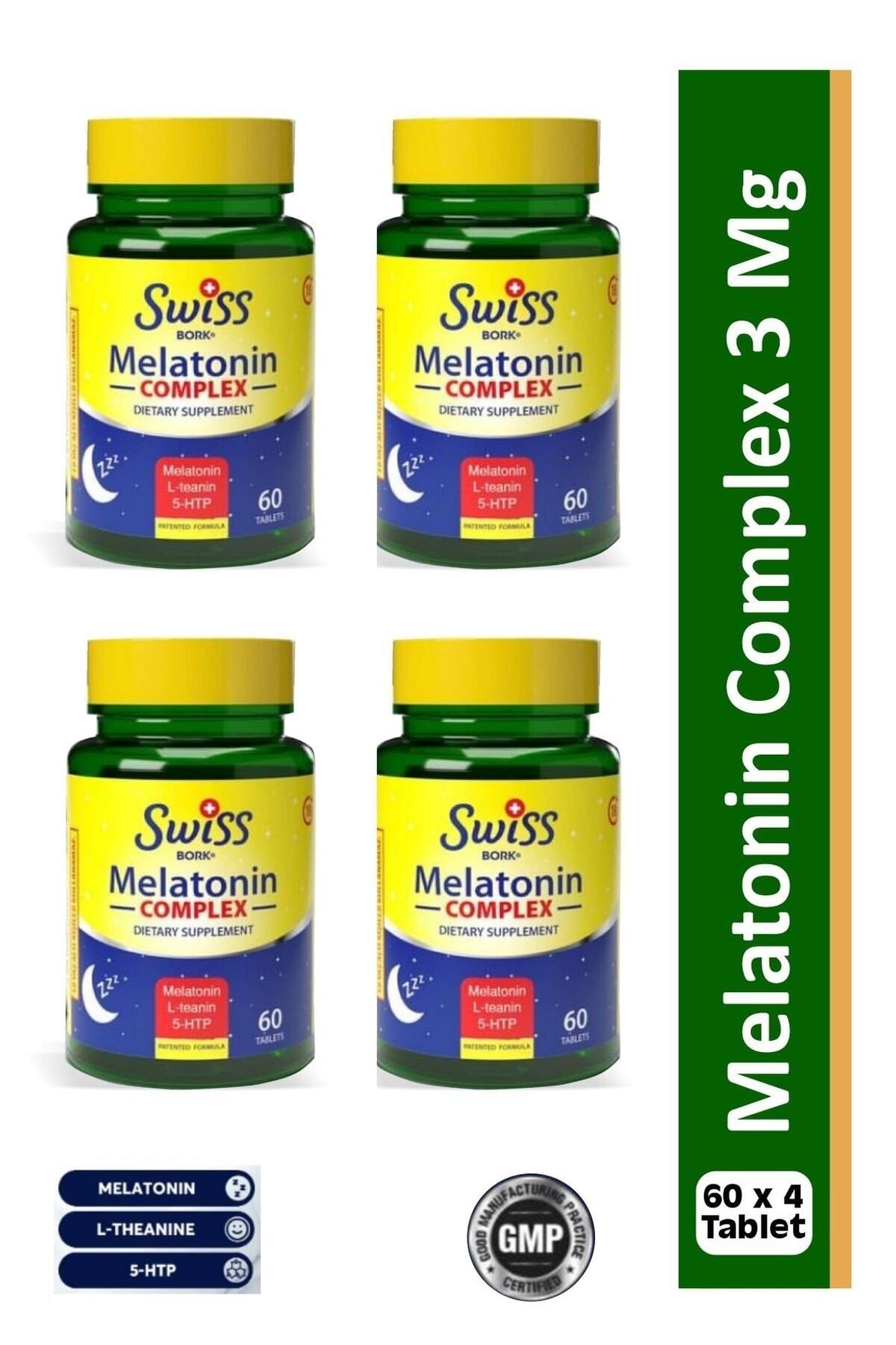 SWISS Melatonin Complex 3 Mg 60 Tablet ( 4 Kutu ) ( Melatonin, L-teanine, 5-htp )